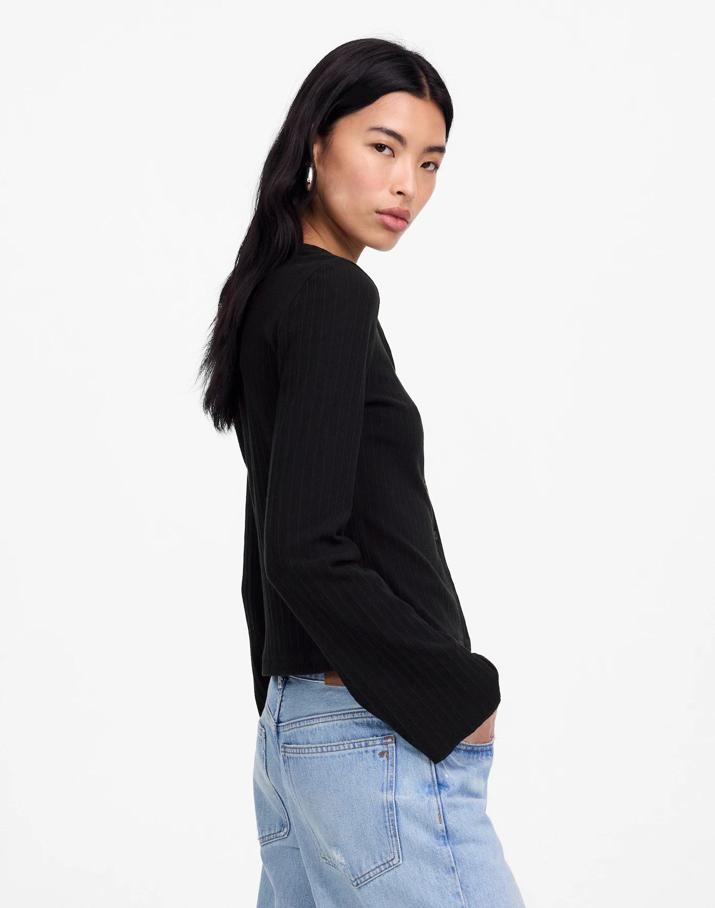 Cotton Flared-Sleeve Cardigan Product Image