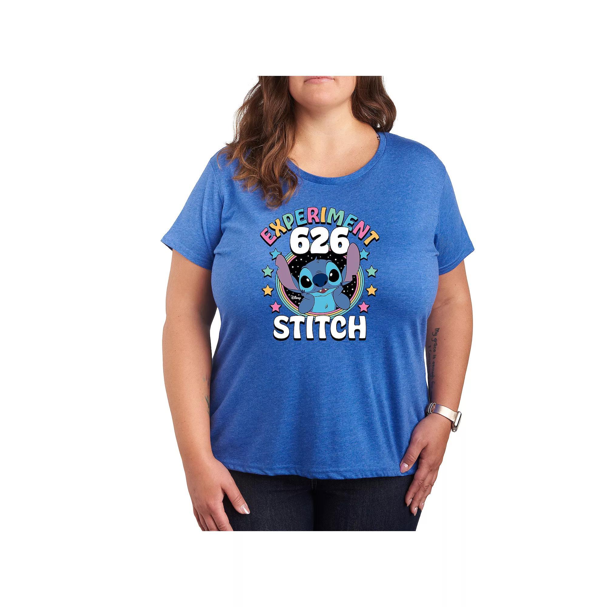 Disneys Lilo & Stitch Plus Experiment 626 Graphic Tee, Womens Grey Dark Red Product Image