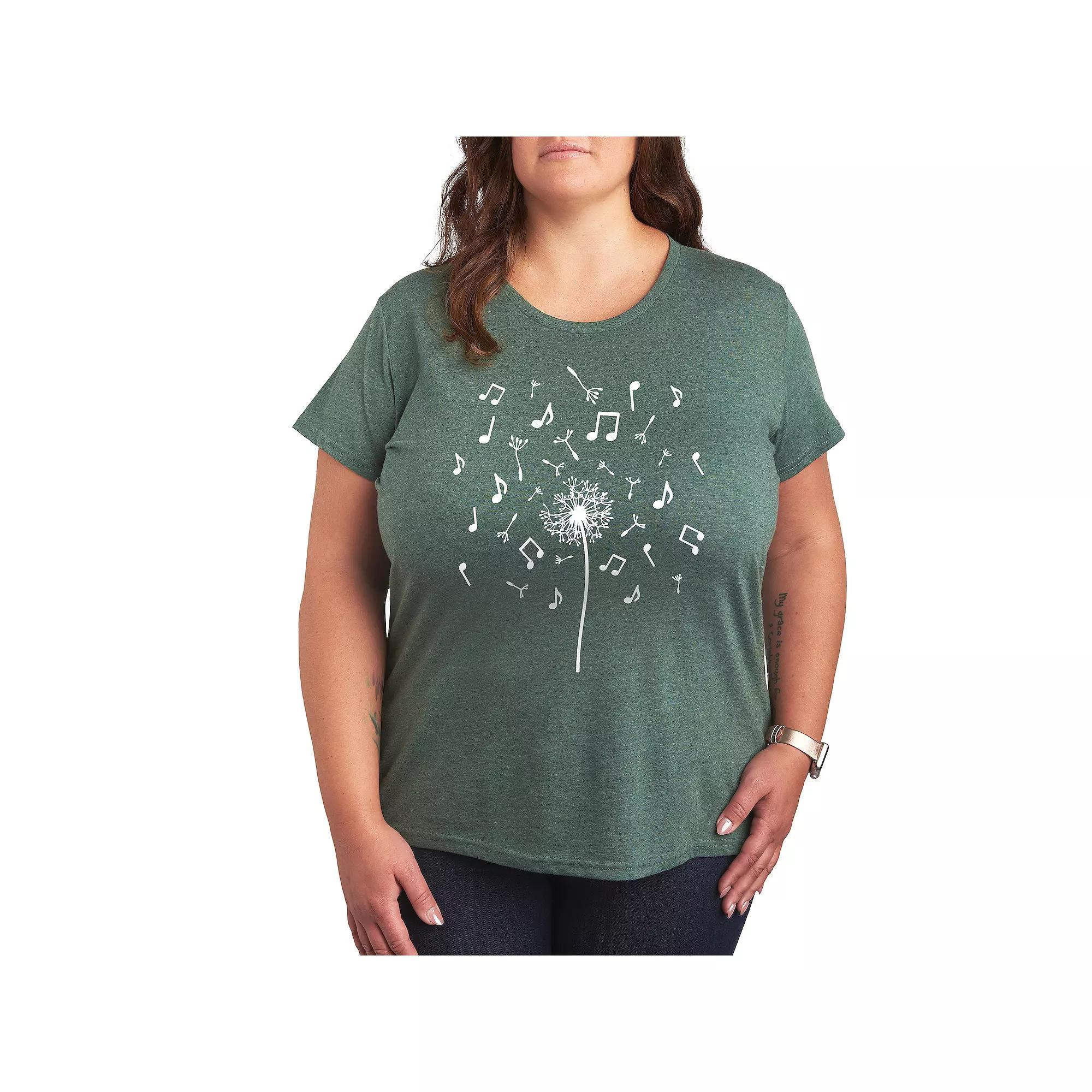 Plus Paintbrush Stroke Daisy Graphic Tee, Womens Heather Grey Product Image