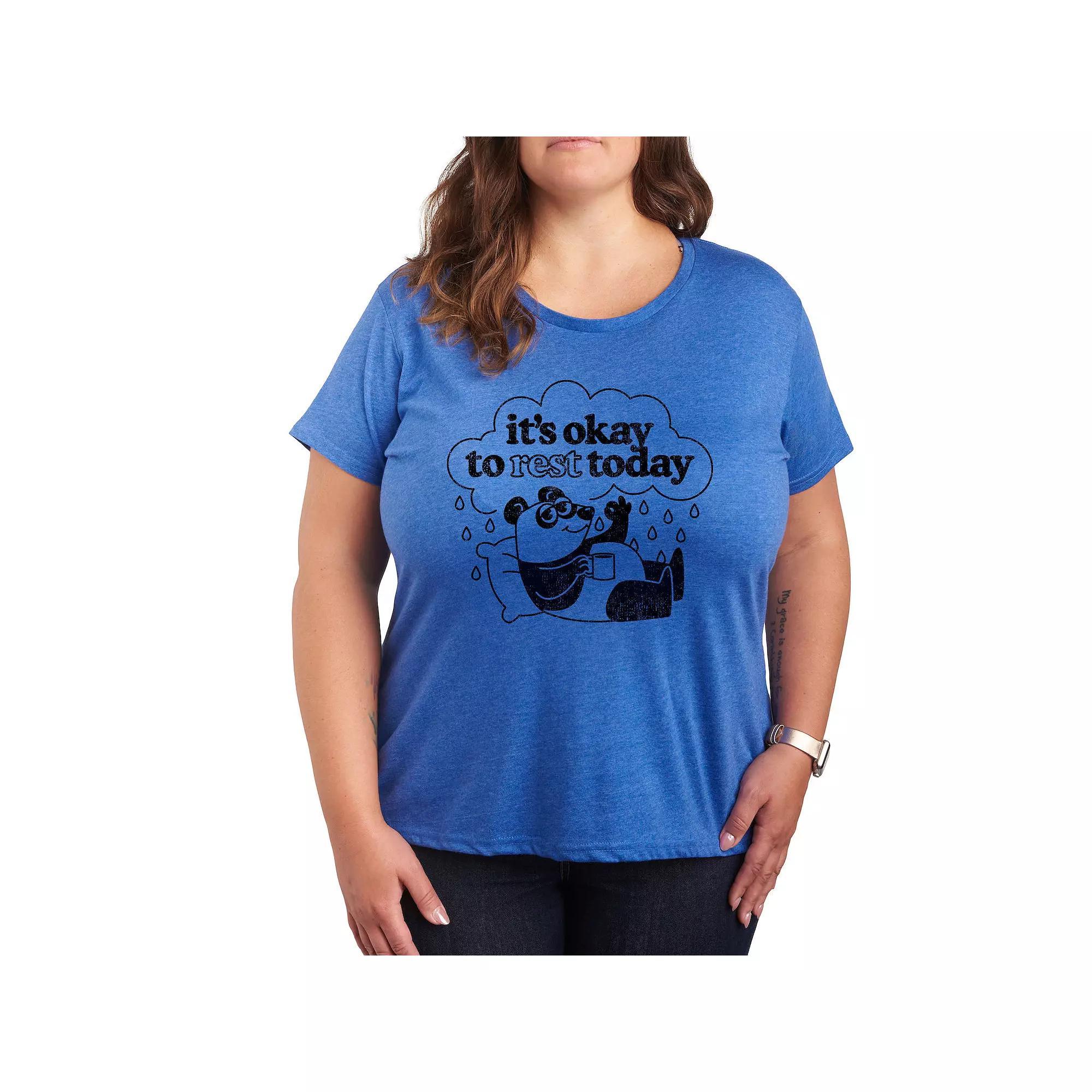 Plus Go With The Flow Wave Graphic Tee, Womens Grey Royal Blue Product Image