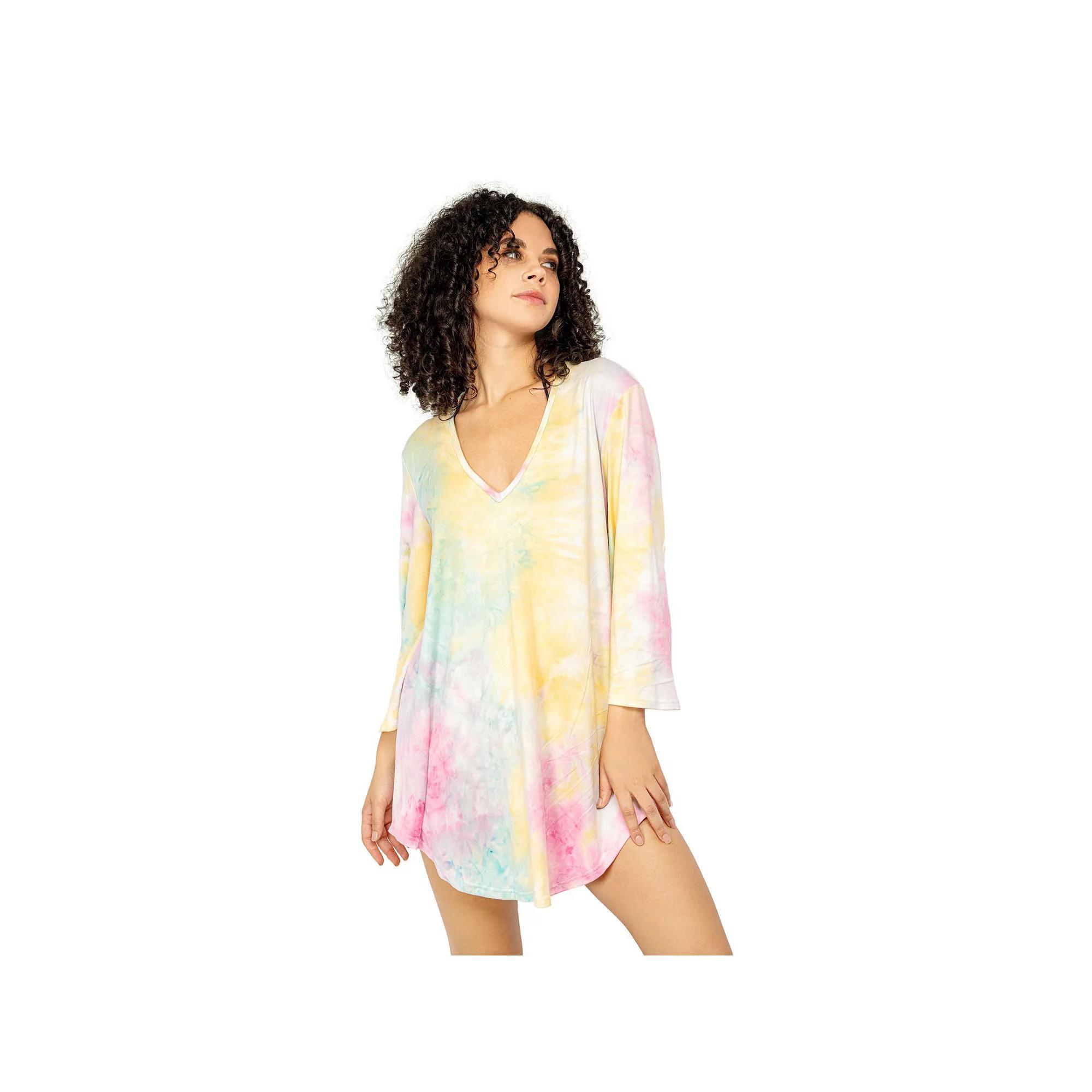 Women's Jordan Taylor Bell-Sleeve Tunic Swim Cover-Up, Size: Medium, Yellow Aqua Product Image