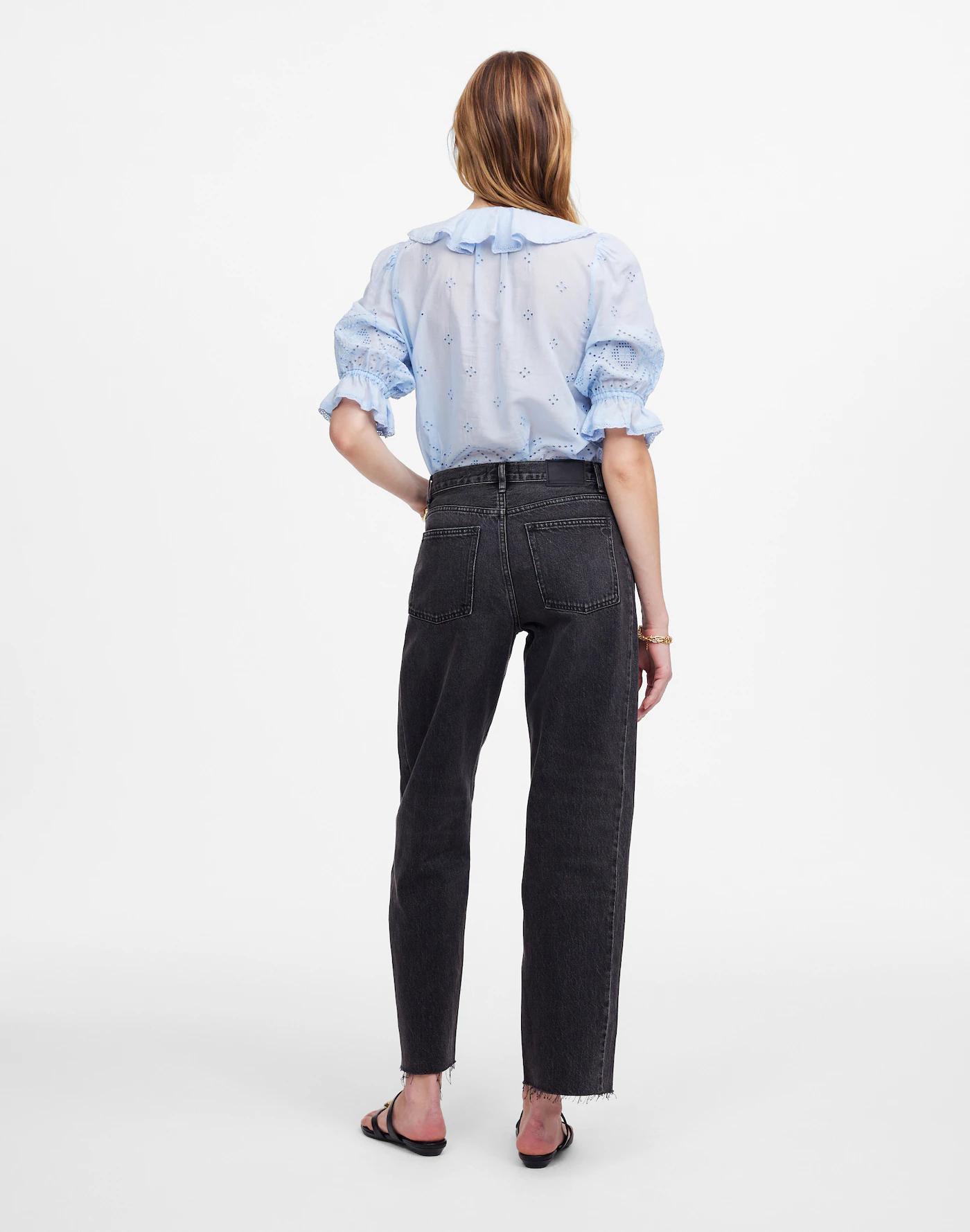 Pieced Barrel-Leg Jeans Product Image