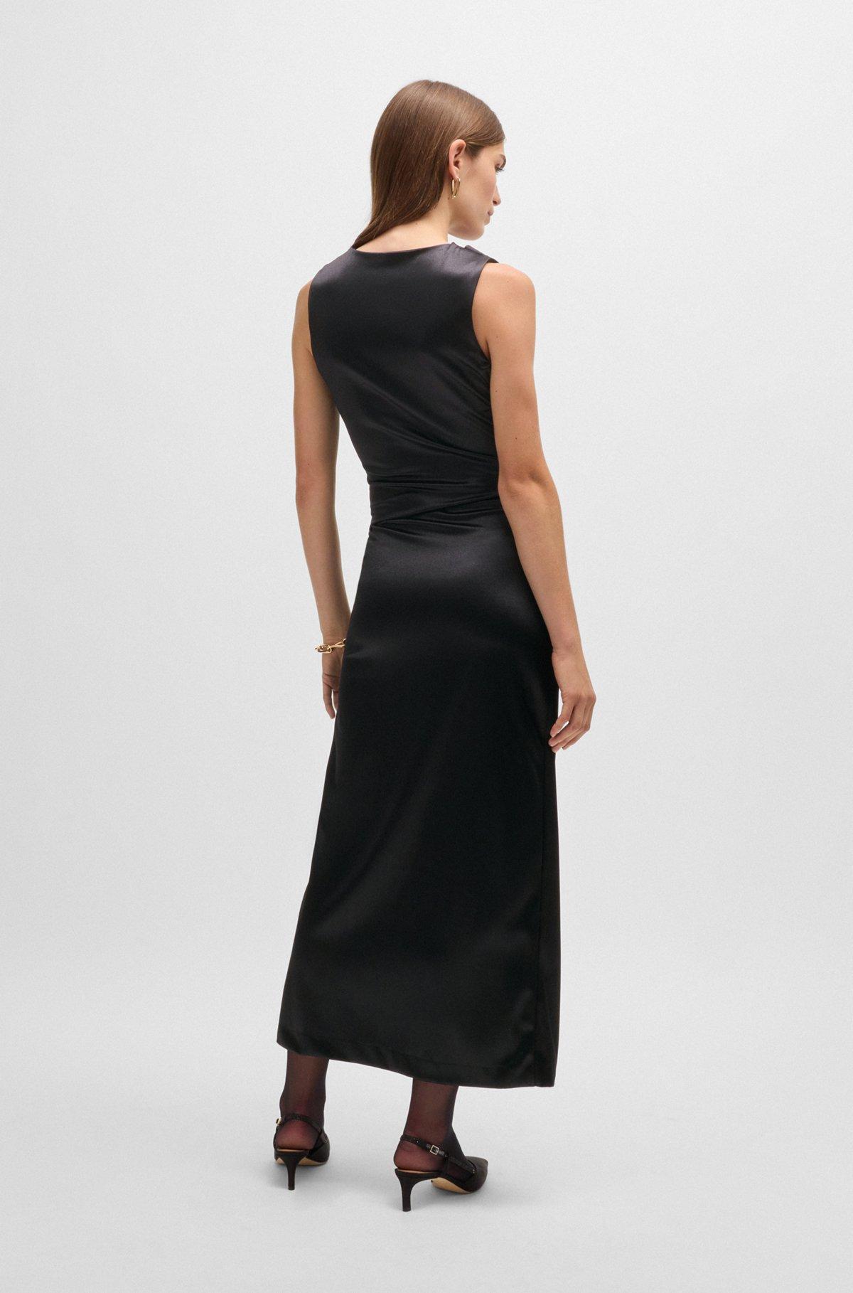 Long-length high-shine dress with wrap effect Product Image