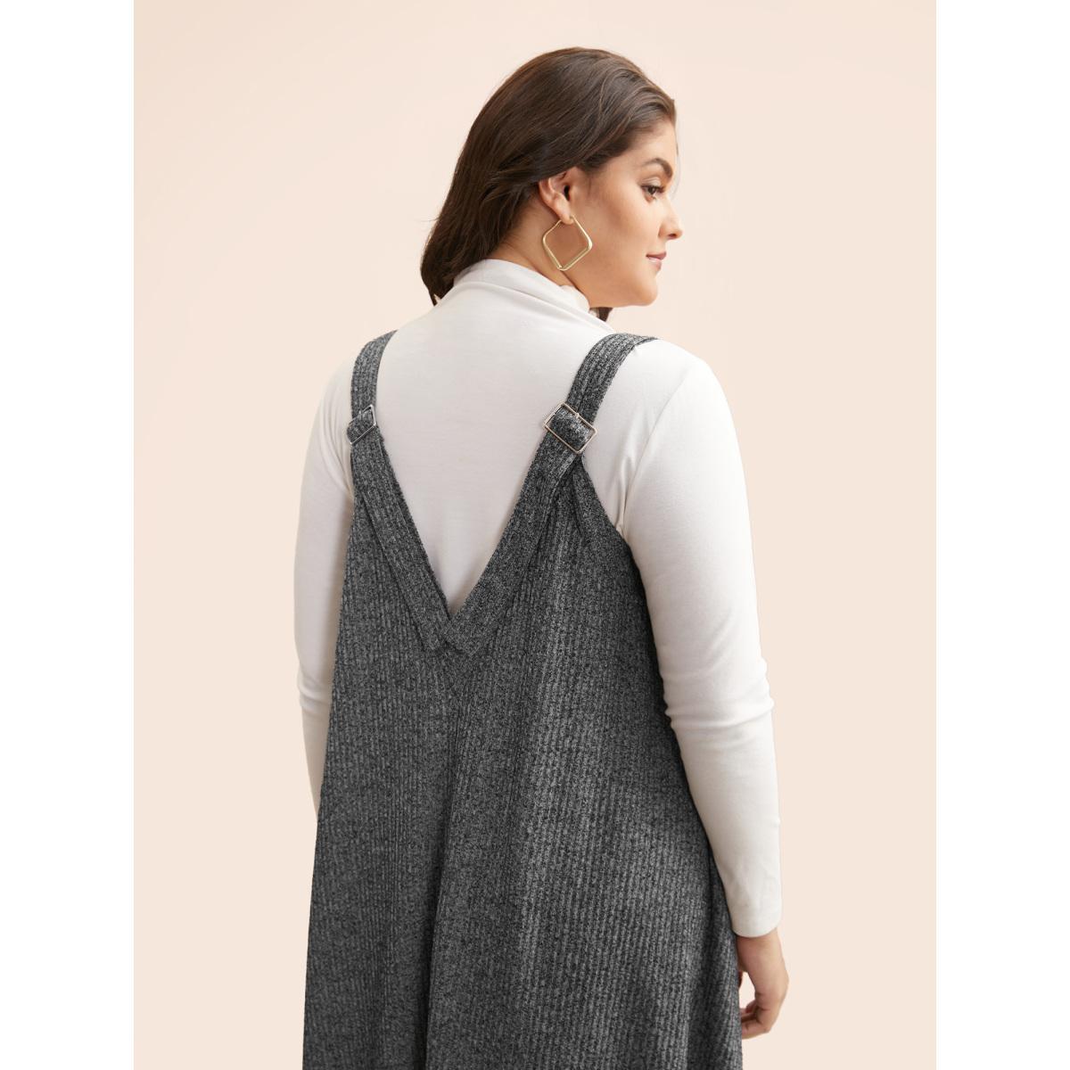 Plus Size Solid Heather Textured Cami Dress Mediumgray Women Casual Texture Non Sleeveless Curvy BloomChic 30/6X Product Image