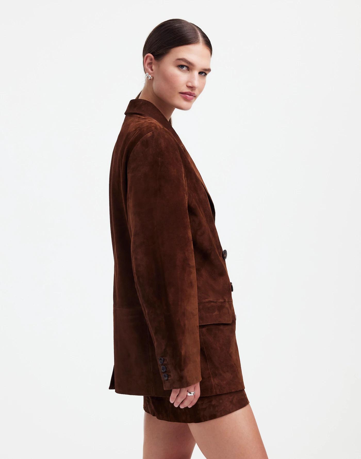 Alexa Chung for Madewell Double-Breasted Blazer in Suede Product Image