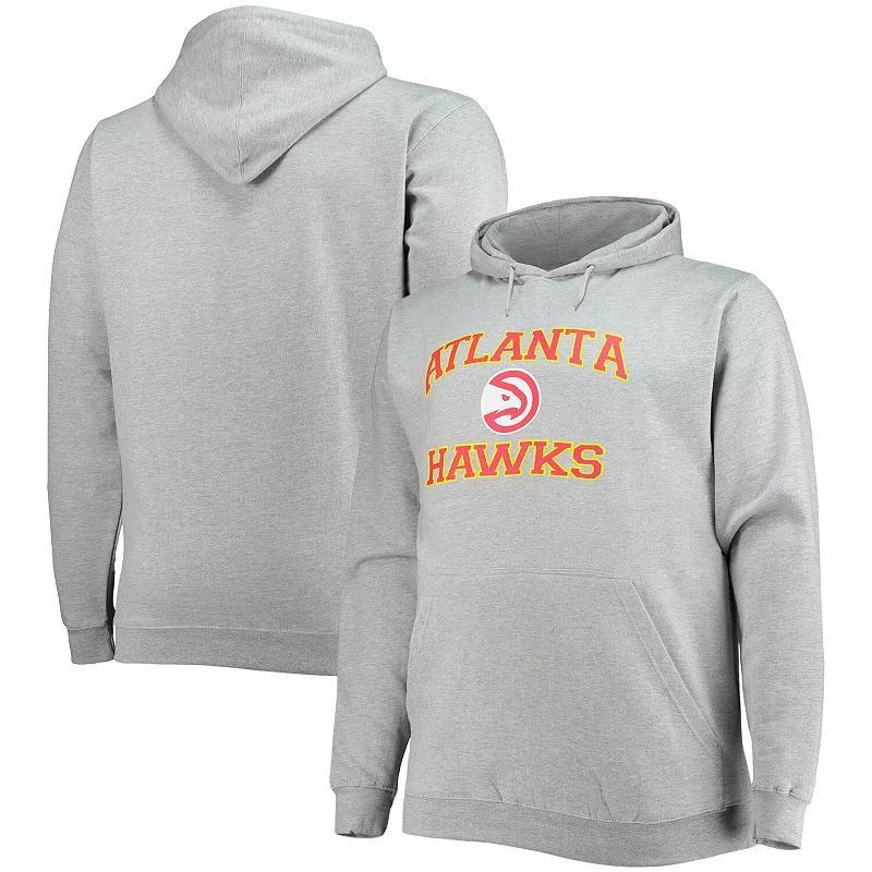Men's Heathered Gray Atlanta Hawks Big & Tall Heart & Soul Pullover Hoodie, Size: 2XB, Grey Product Image