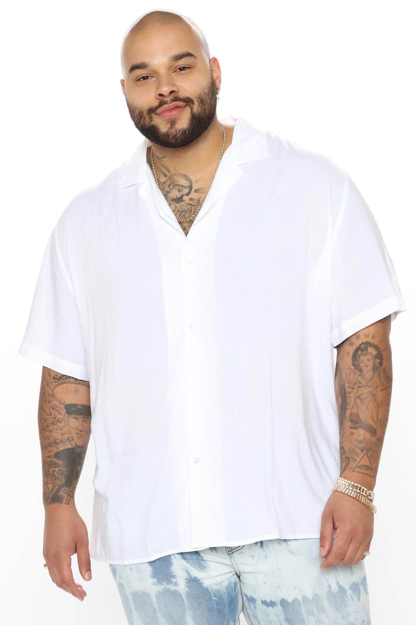 Dawson Relaxed Short Sleeve Cuban Collar Shirt - White Product Image