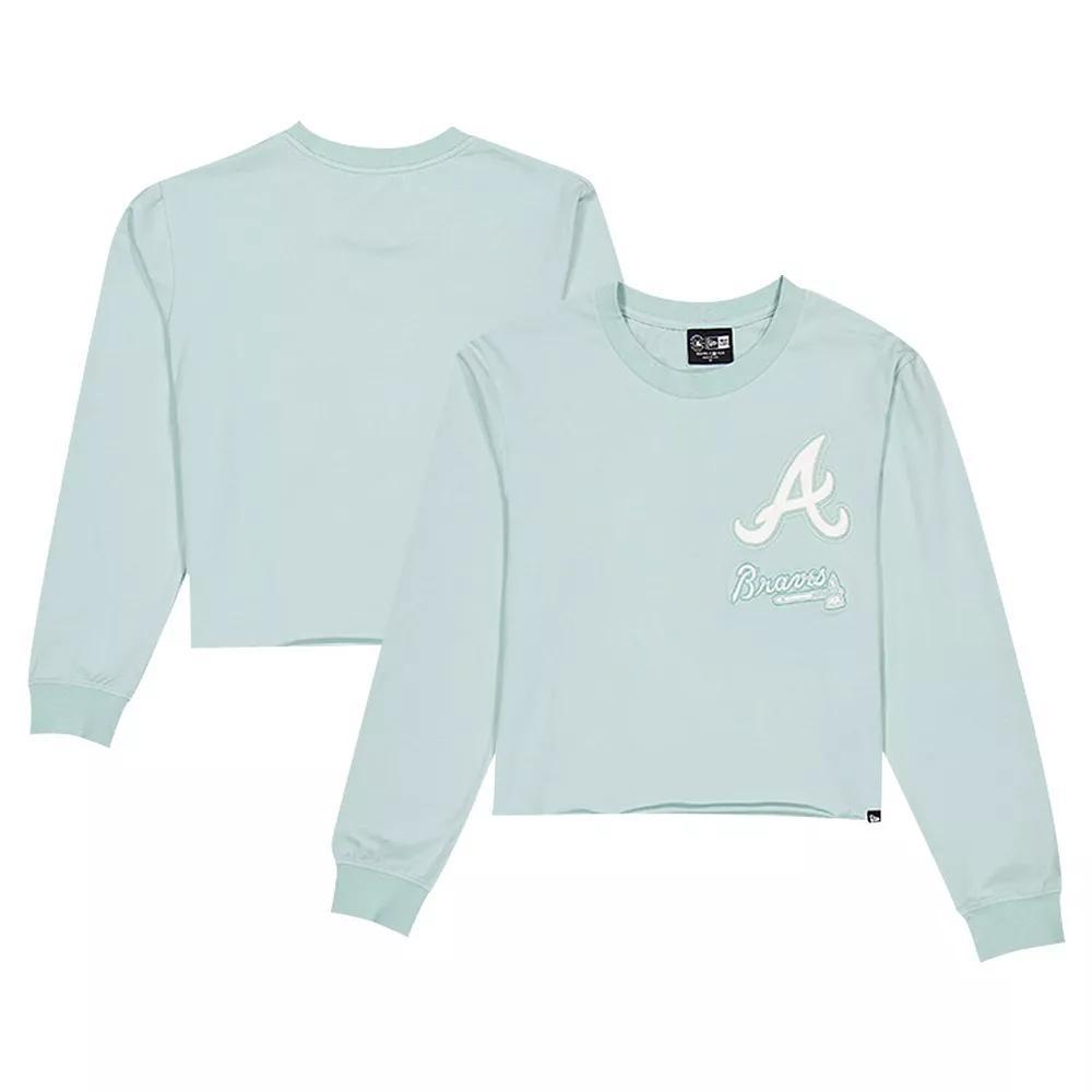 Women's New Era Mint Atlanta Braves Breeze Logo Select Cropped Long Sleeve T-Shirt, Size: XL, Team Product Image