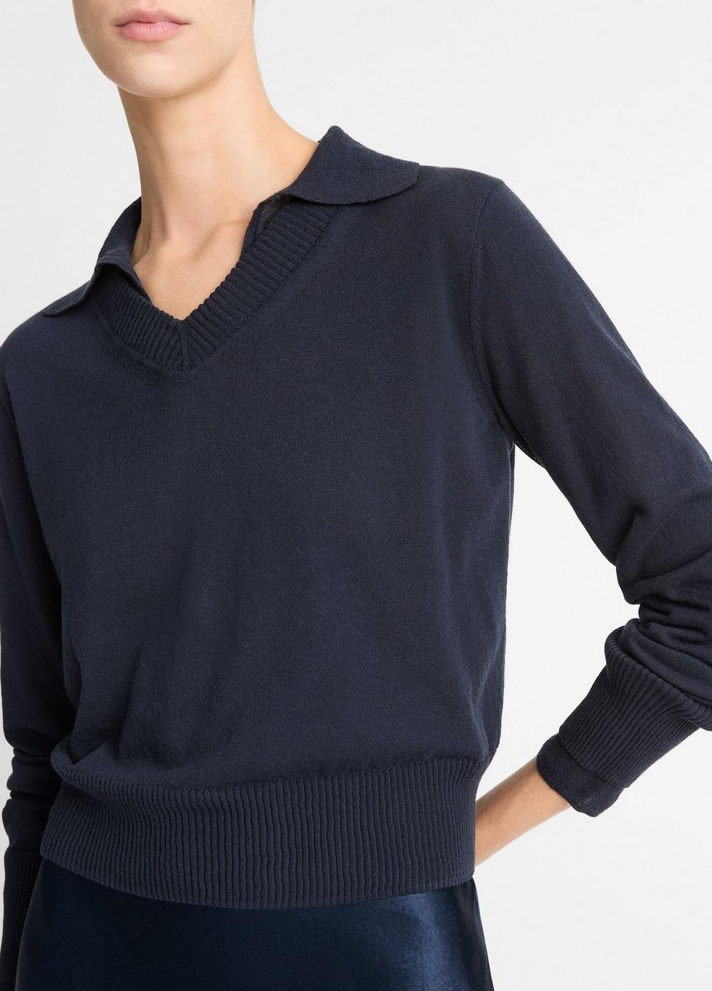 Womens Italian Cotton-Blend Double-Layer Sweater, Navy, Size XXS Vince Product Image