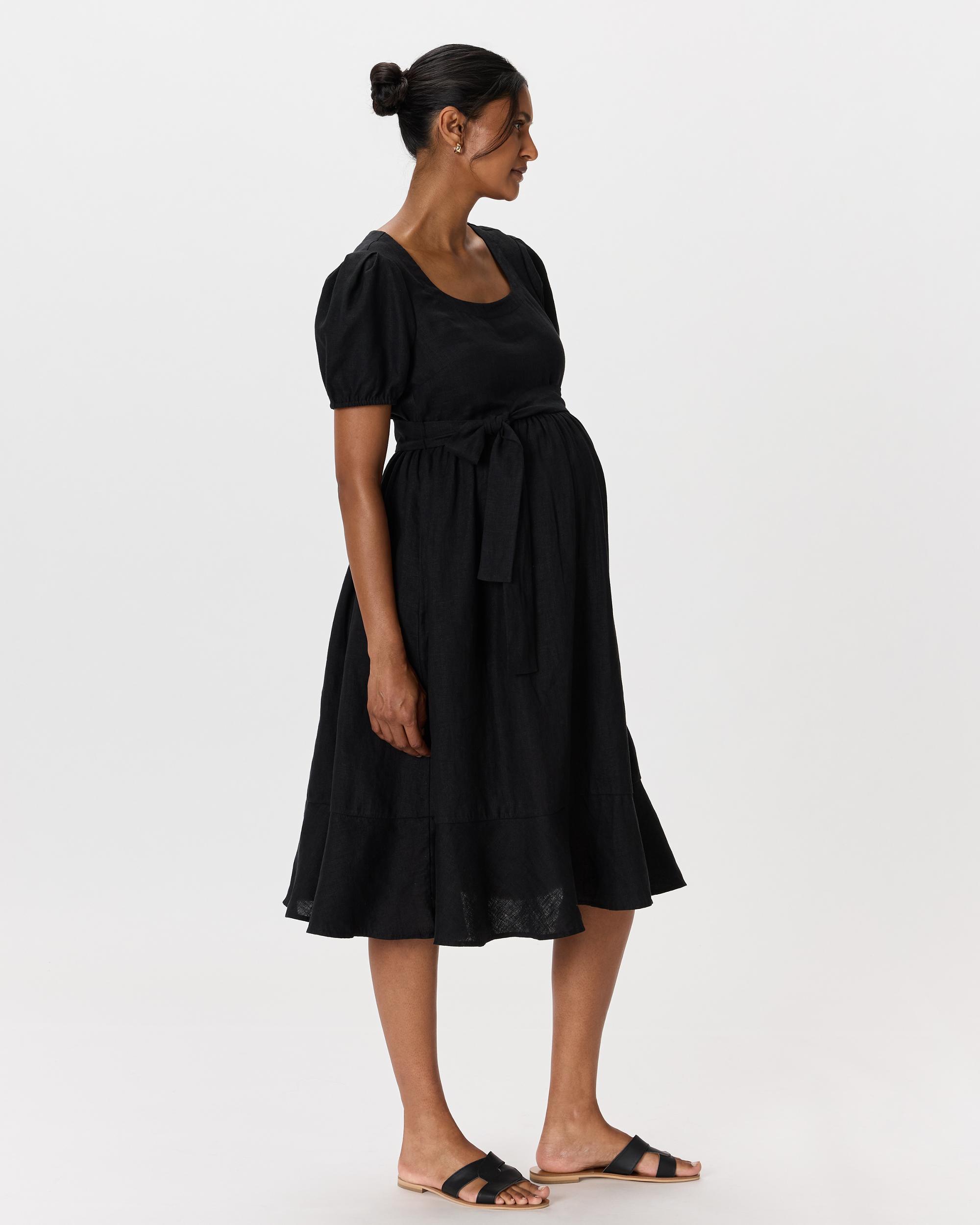 Quince | Women's 100% European Linen Maternity Short Sleeve Midi Dress Size XS, Tencel Product Image