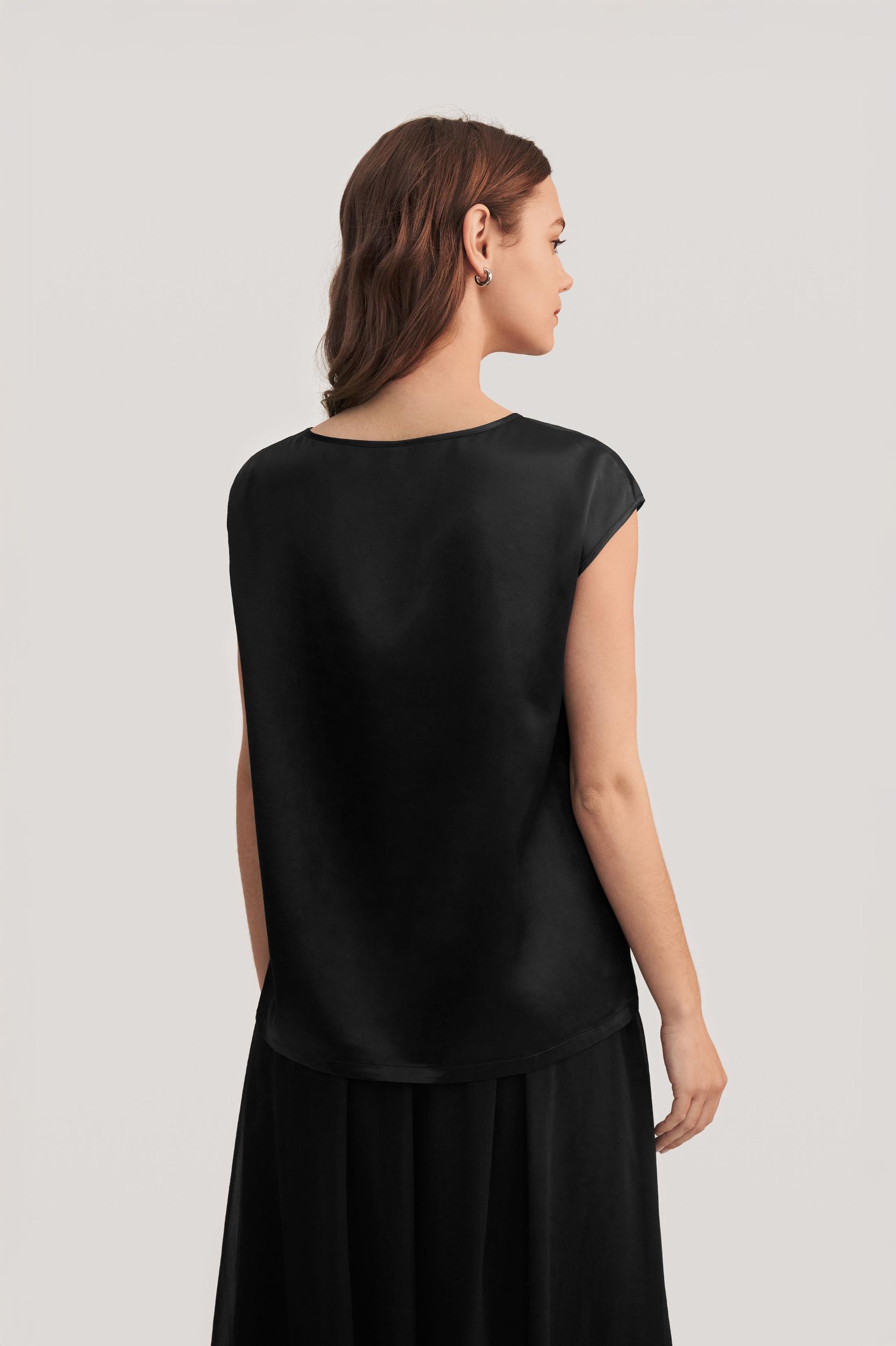 Basic Cap Sleeves Silk Tee Product Image