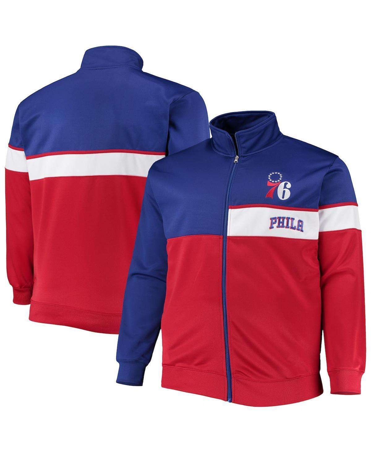 Men's Royal/Red Philadelphia 76ers Big & Tall Pieced Body Full-Zip Track Jacket, Size: XLT, 76r Blue Product Image