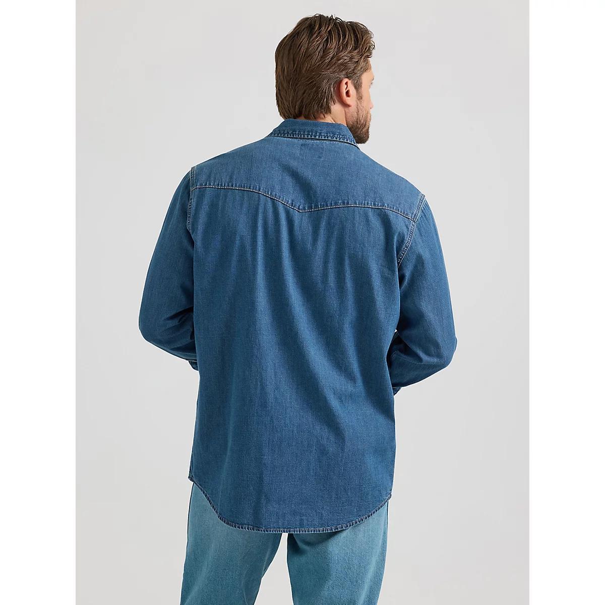 Men's Wrangler® Classic Denim Western Snap Shirt Denim Product Image