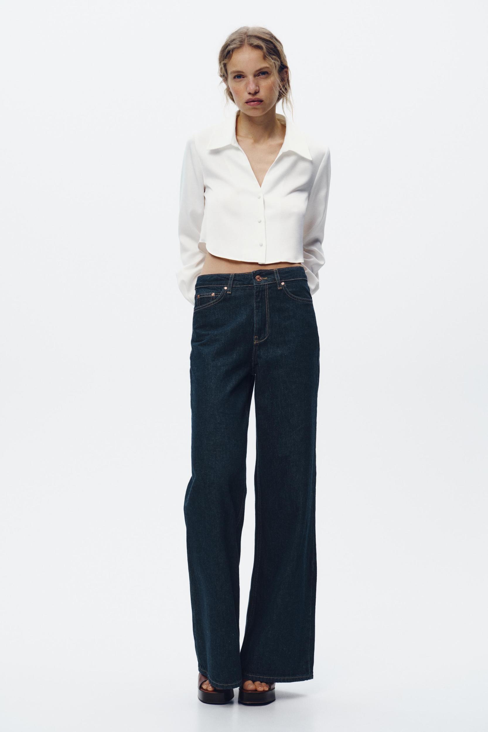 SATIN EFFECT CROPPED SHIRT Product Image