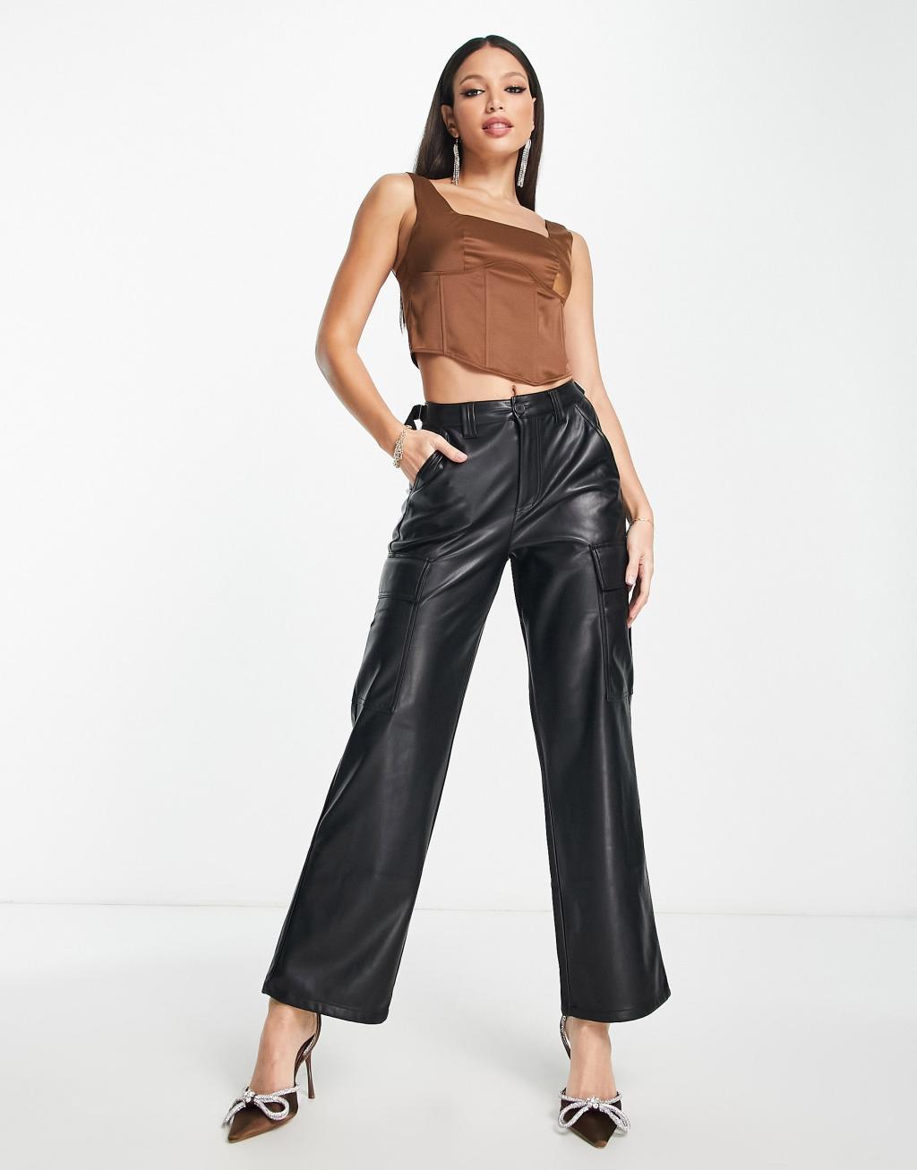 Lola May Tall satin corset crop top Product Image