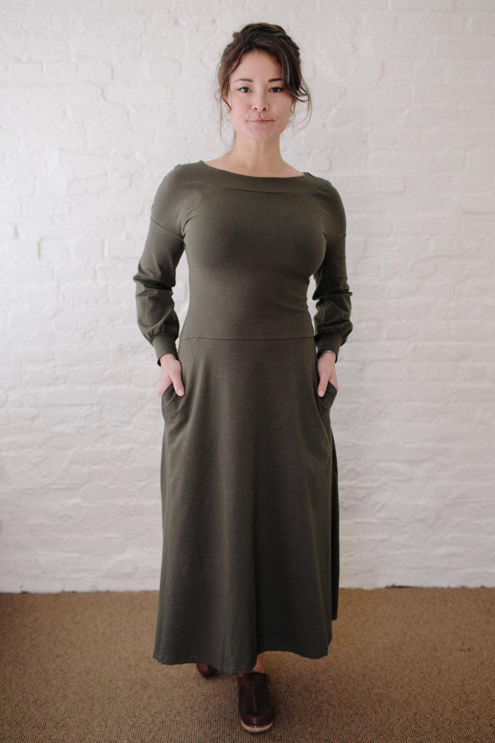 Simone Dress in Olive Knit Product Image