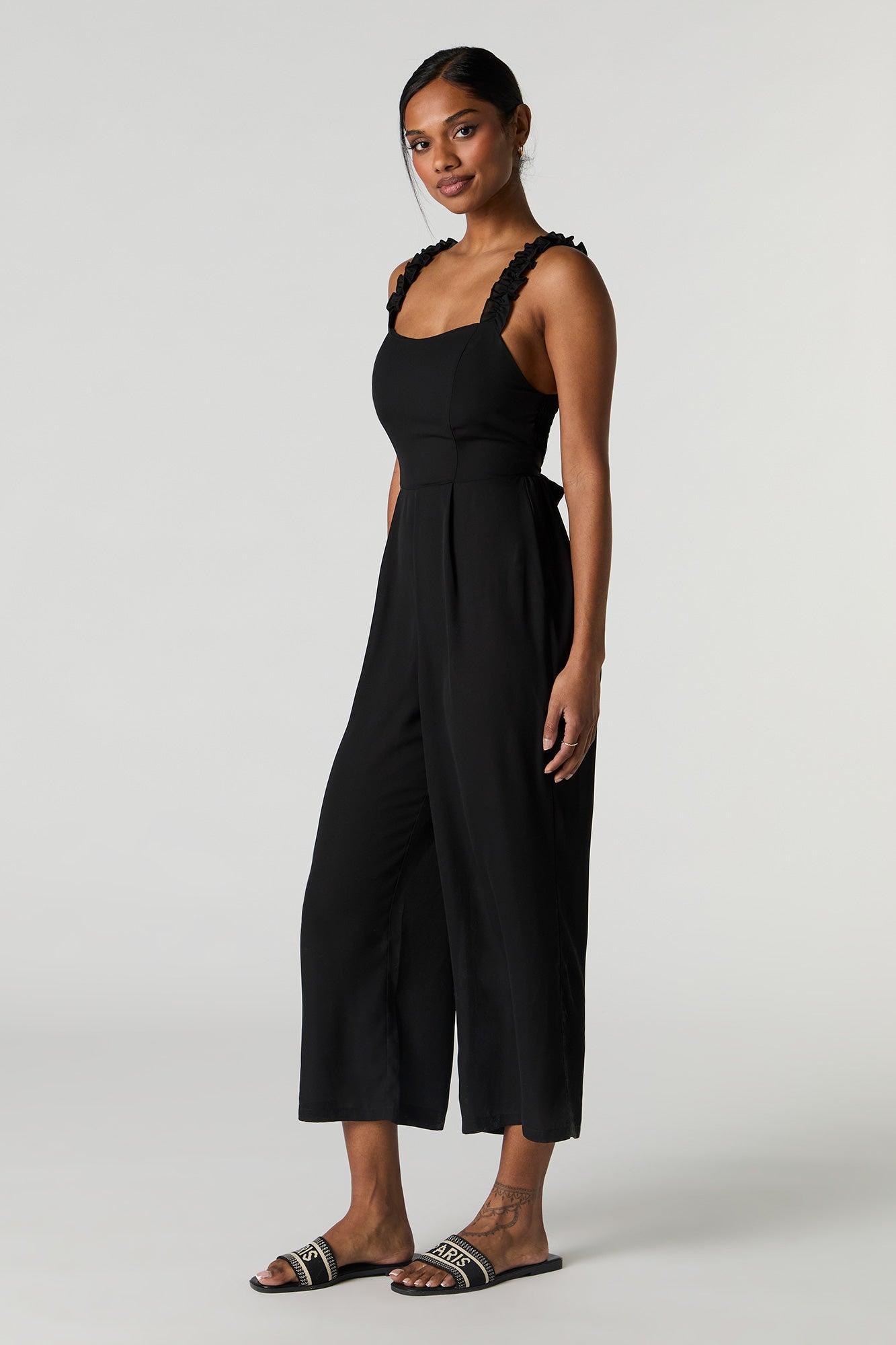 Ruffle Strap Tie Back Jumpsuit Female Product Image