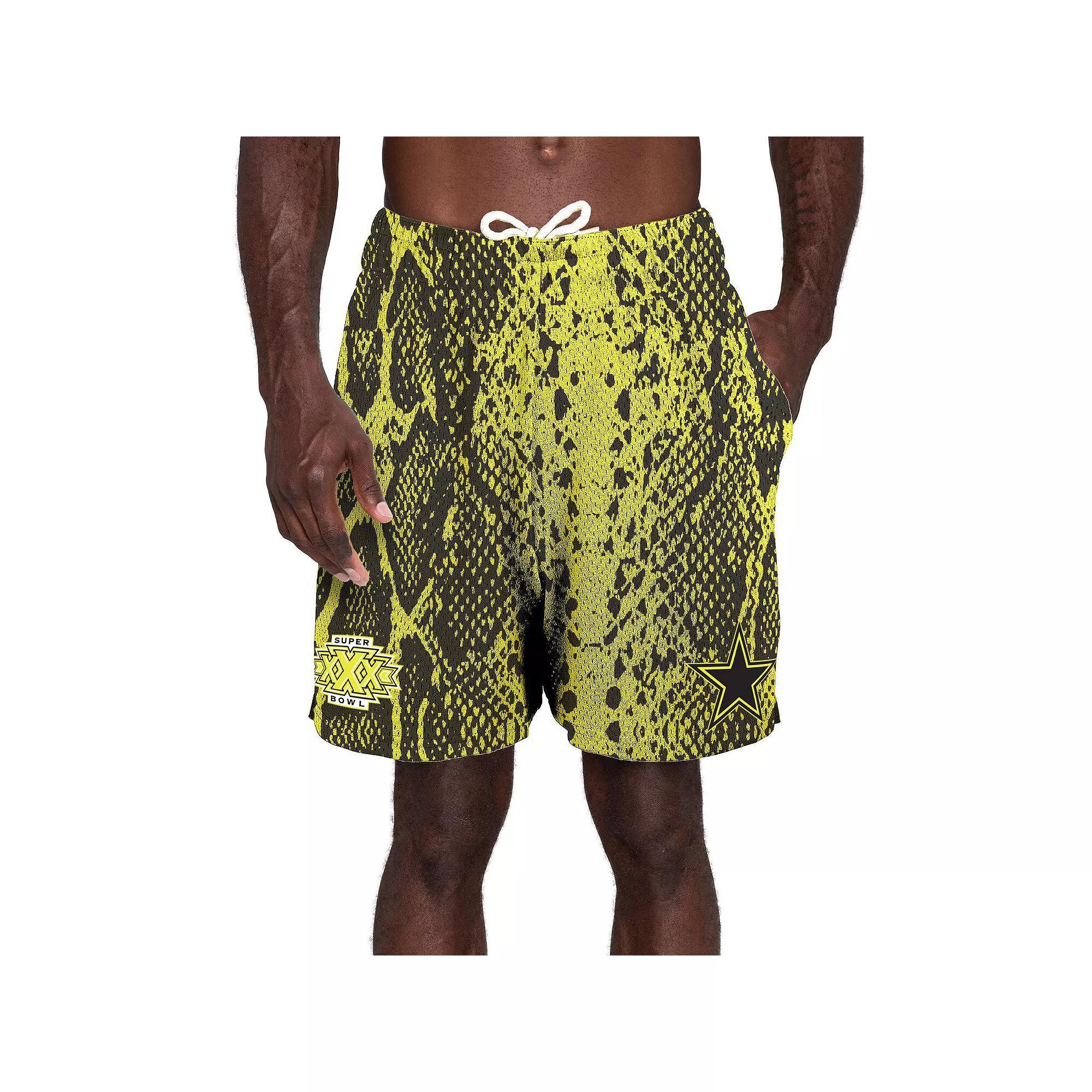 Men's New Era Yellow Dallas Cowboys Super Bowl XXX Summer Pop Shorts, Size: Large Product Image