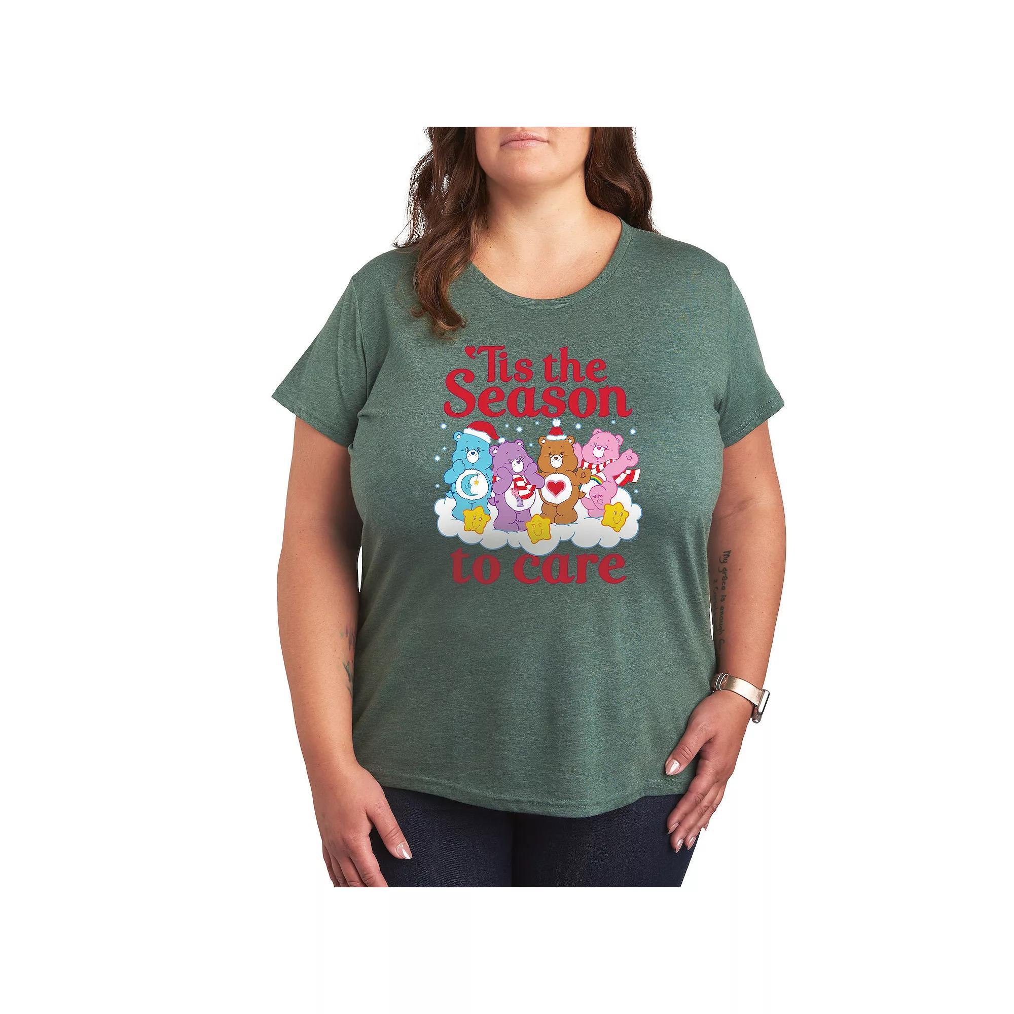 Plus Care Bears Season To Care Graphic Tee, Women's, Size: 3XL, Grey Green Product Image