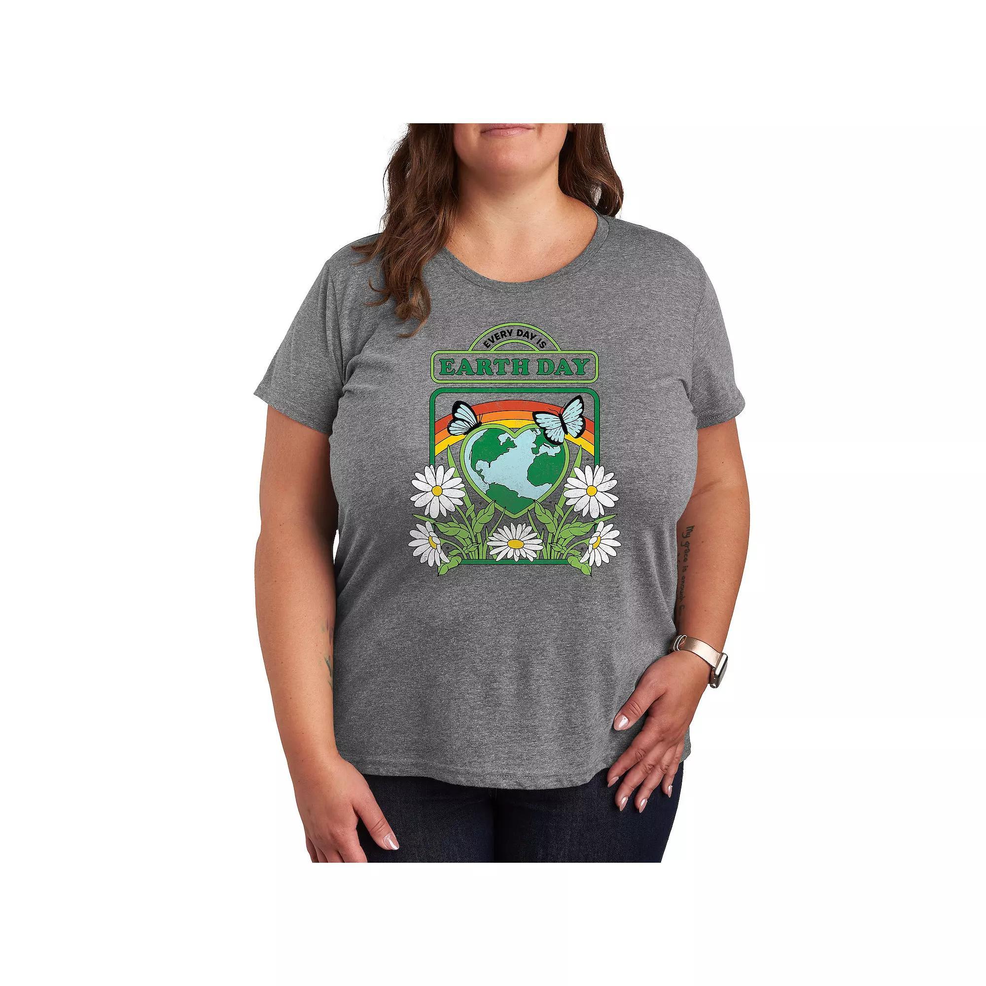 Plus Everyday is Earth Day Graphic Tee, Womens Grey Gray Product Image