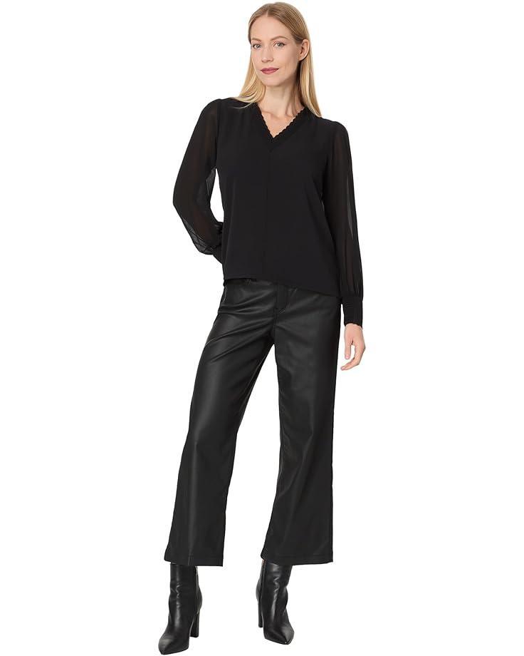 Elbow Sleeve Open Collar Blouse Product Image