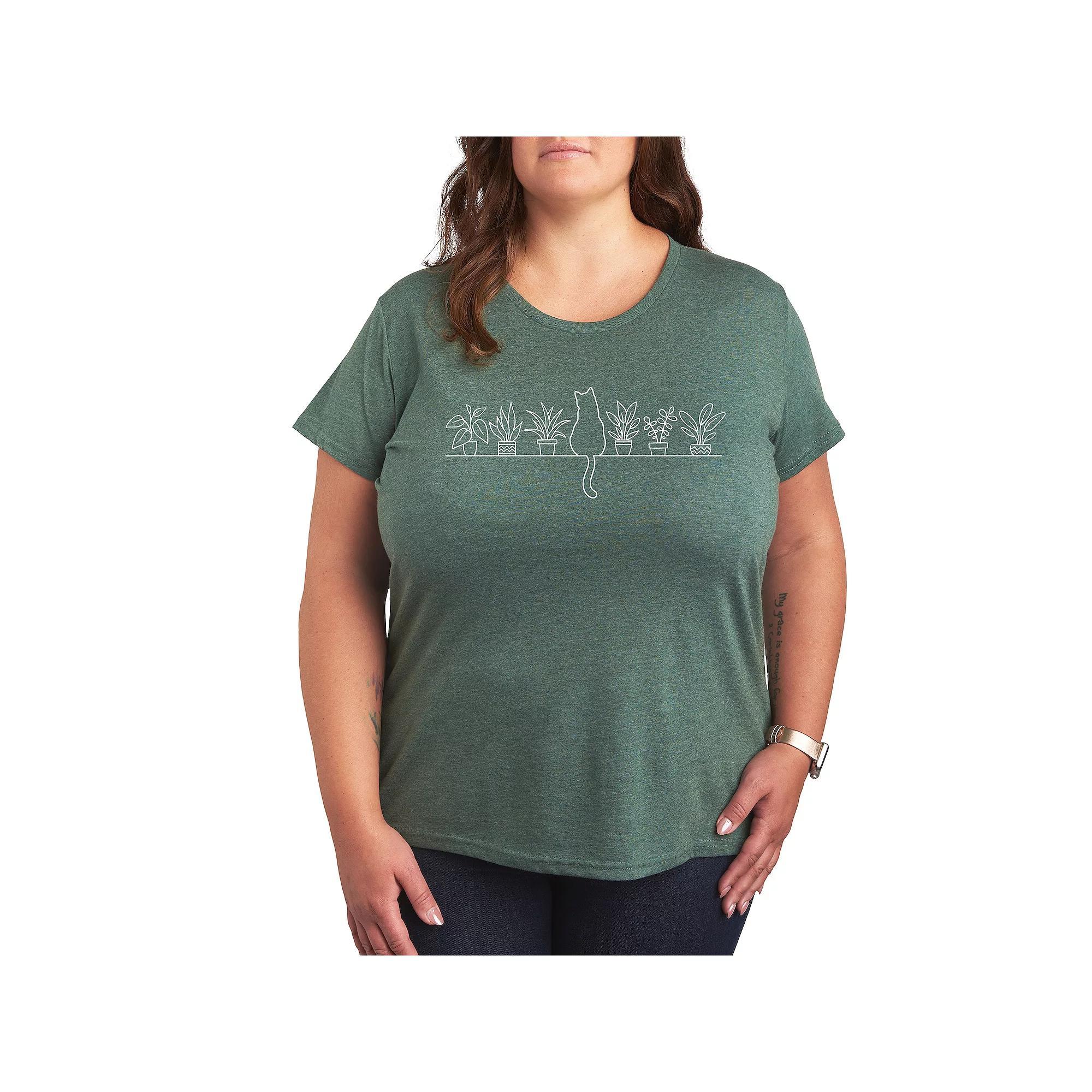 Plus Size Farm Fresh Christmas Trees Graphic Tee, Womens Grey Red Product Image