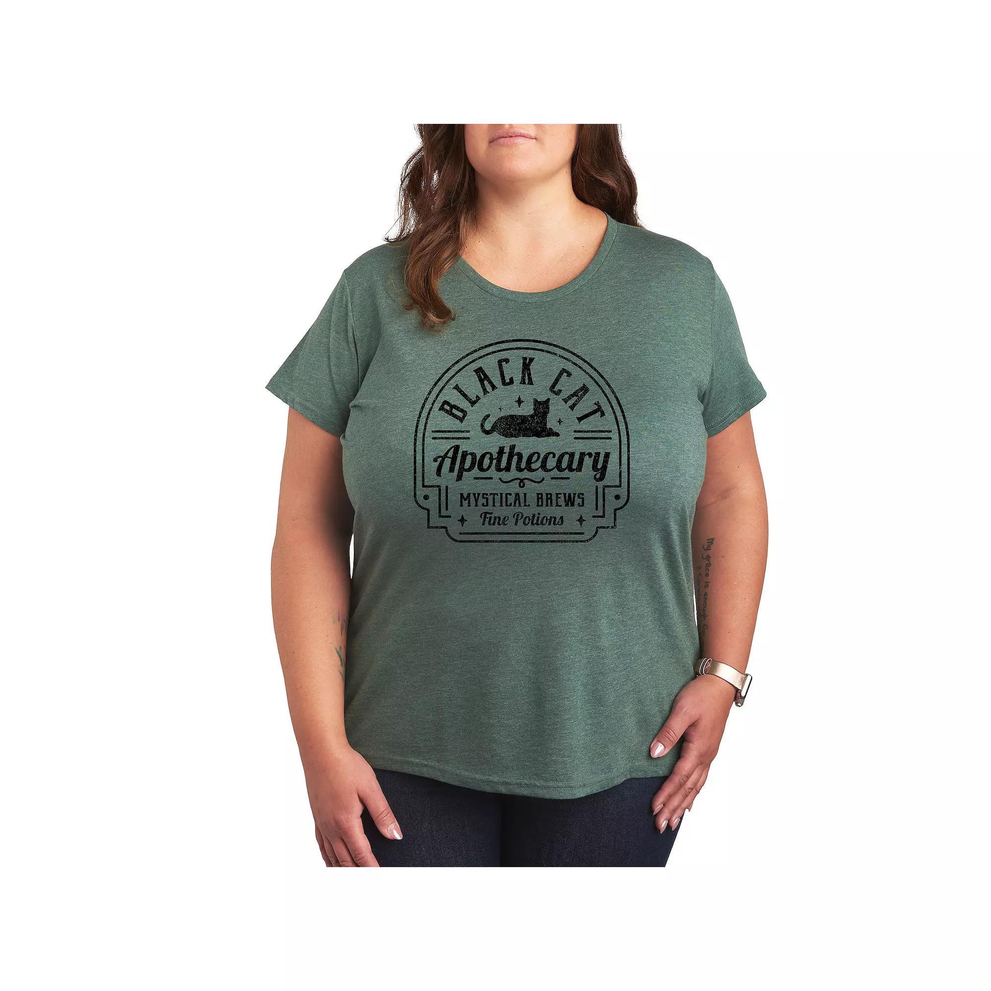 Womens Black Cat Apothecary Sign Halloween Tee, Girls Product Image