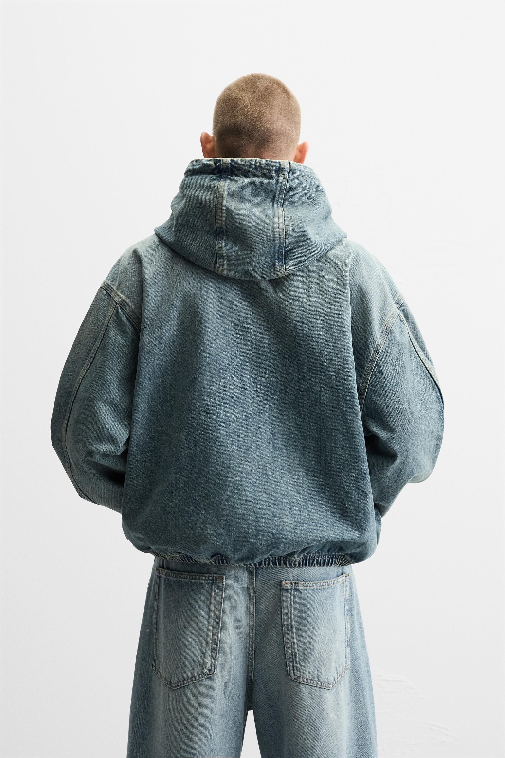 DENIM HOODED SWEATSHIRT Product Image