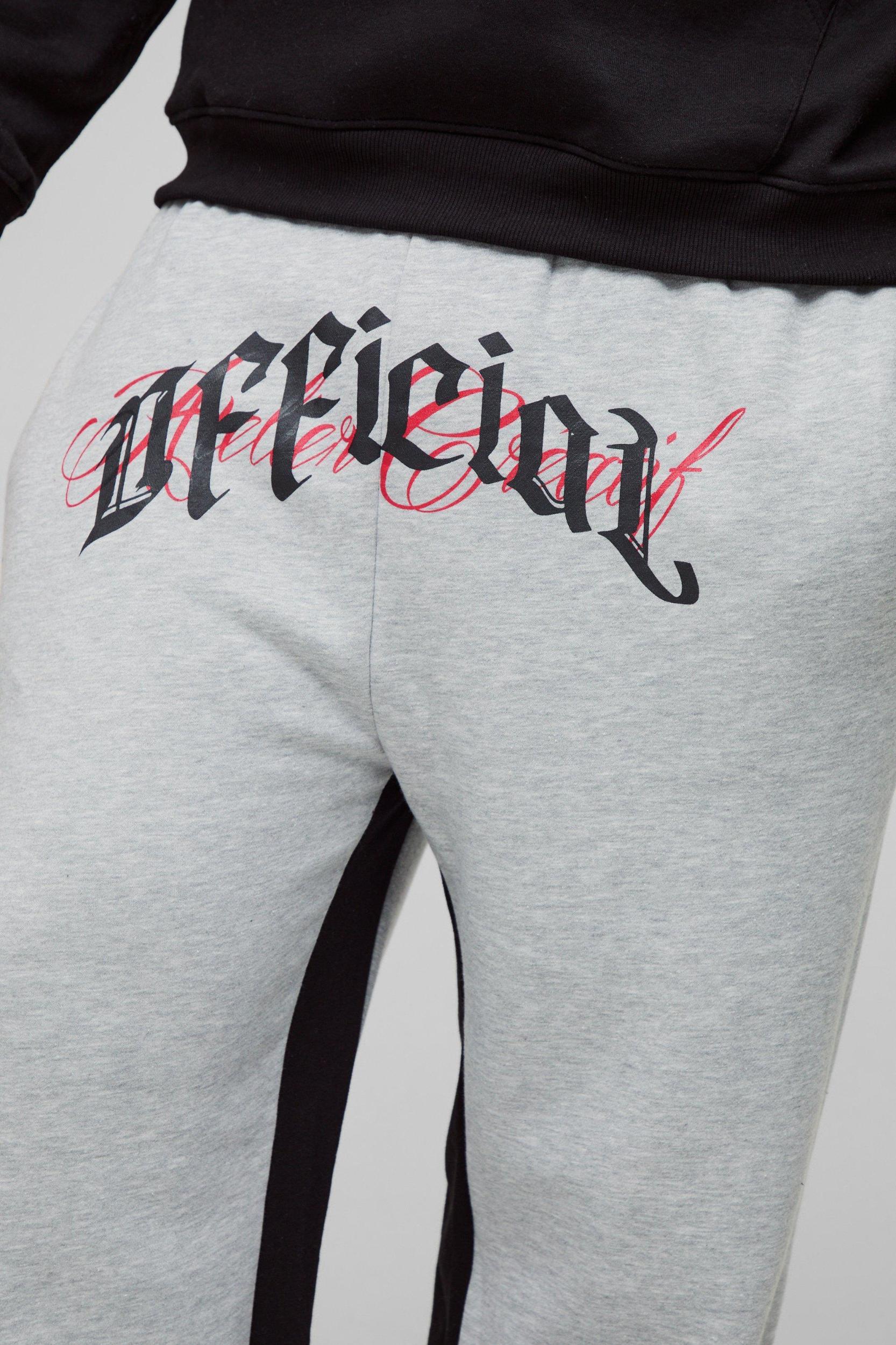 Plus Official Embroidery Relaxed Flare Sweatpants | boohooMAN USA Product Image