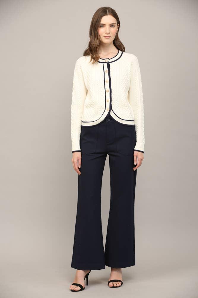 Lovely Collar Cable Knit Cardigan Product Image
