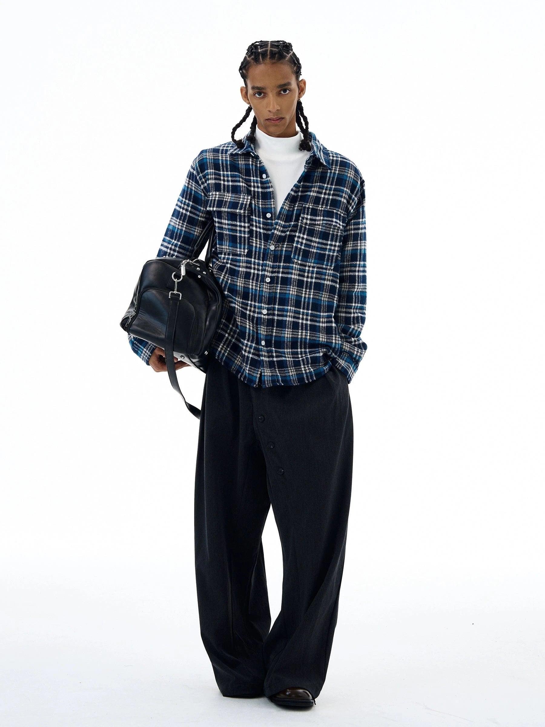RT No. 19559 KNIT BLUE PLAID SHIRT JK Product Image