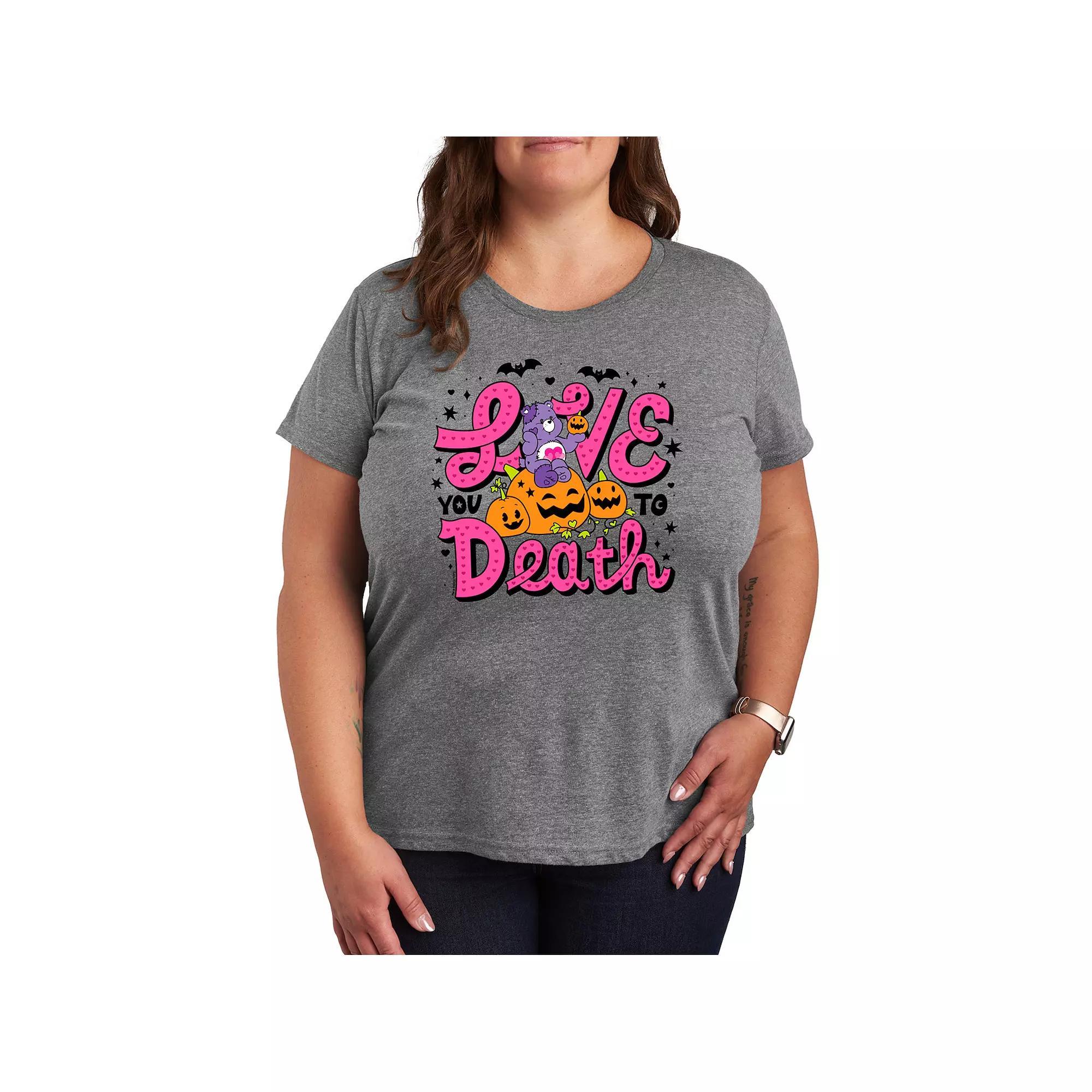 Plus Size Care Bears Halloween Love You To Death Graphic Tee, Womens Grey Gray Product Image