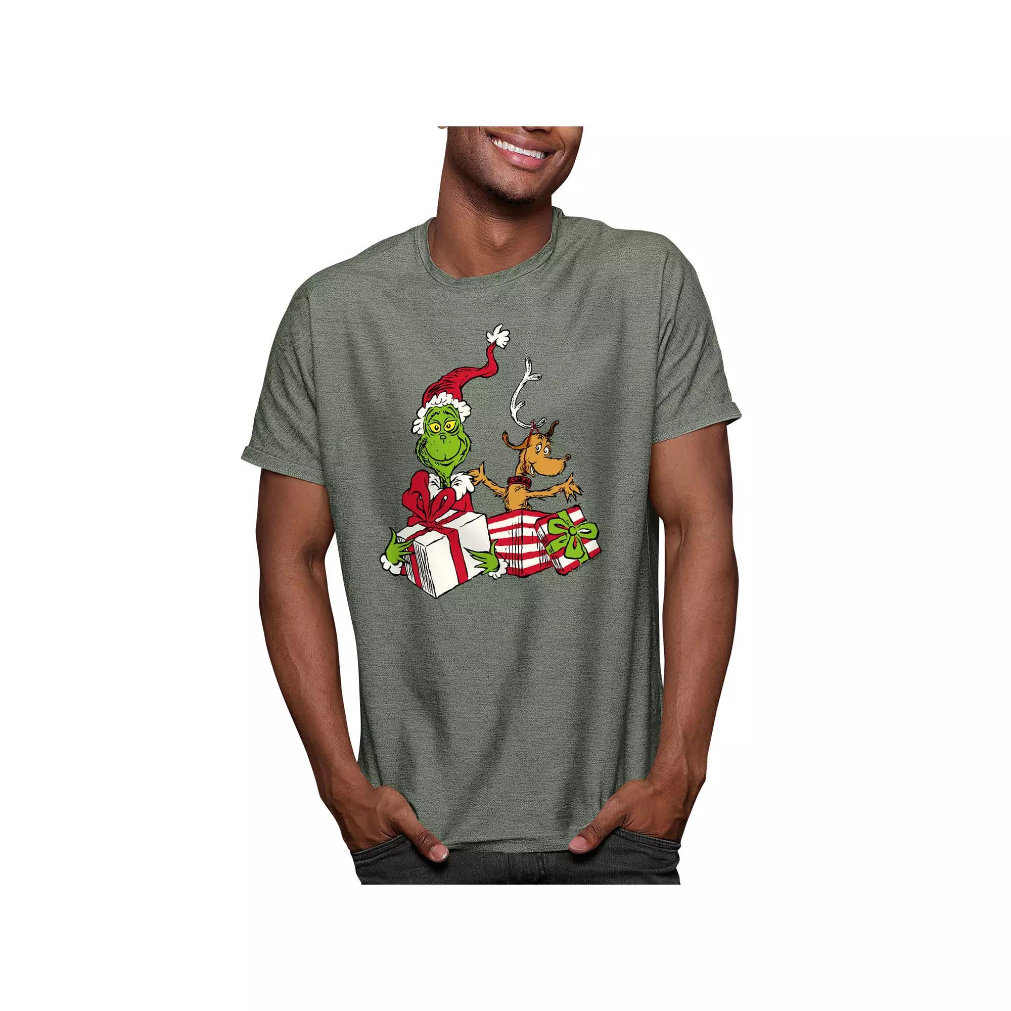 Mens Dr. Seuss The Grinch Max Tee Grey Military Green Product Image