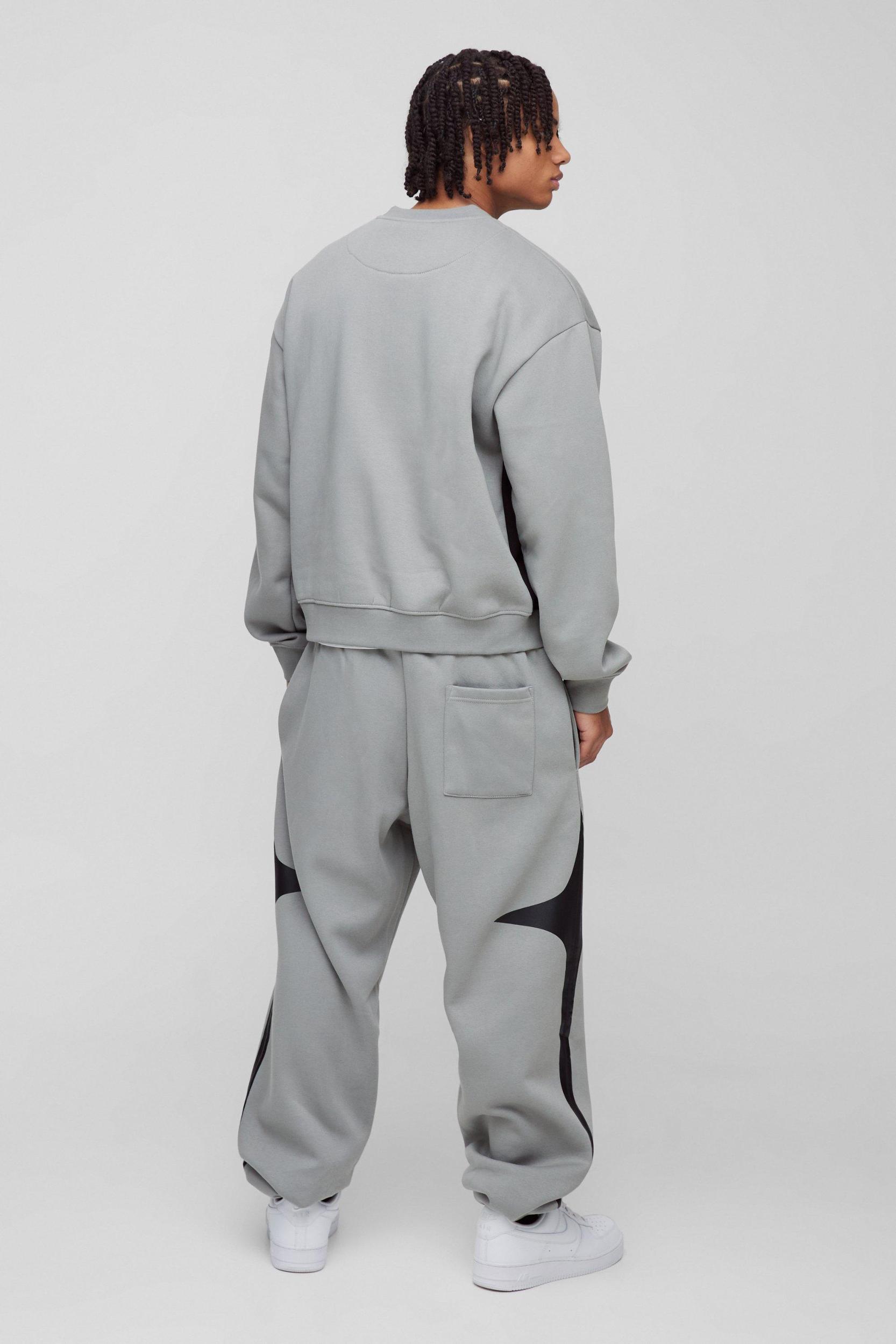 Oversized Boxy Colour Block Homme Embroidered Sweatshirt tracksuit | boohooMAN USA Product Image