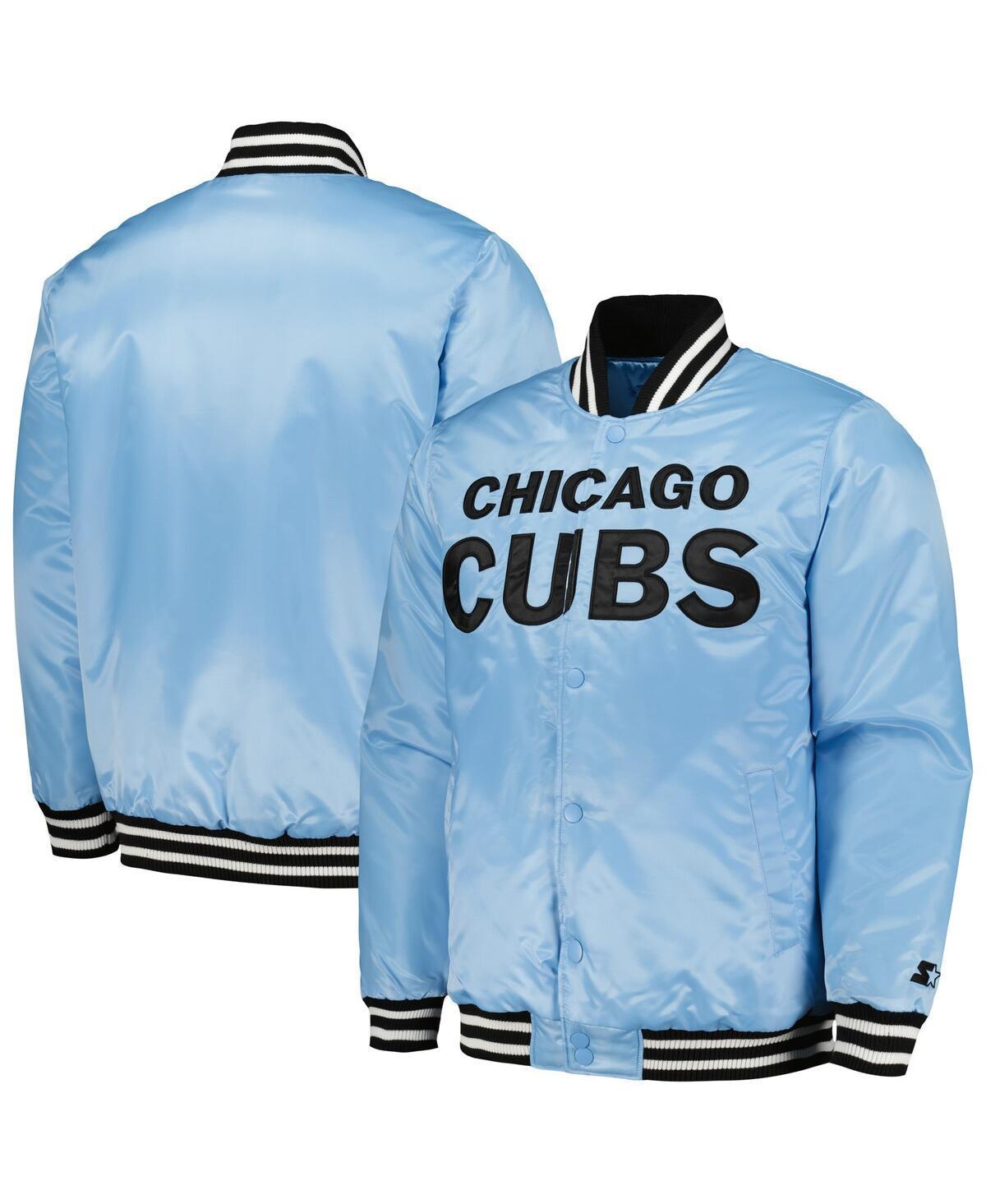 Men's Starter Light Blue Chicago Cubs Cross Bronx Fashion Satin Full-Snap Varsity Jacket, Size: XL Product Image