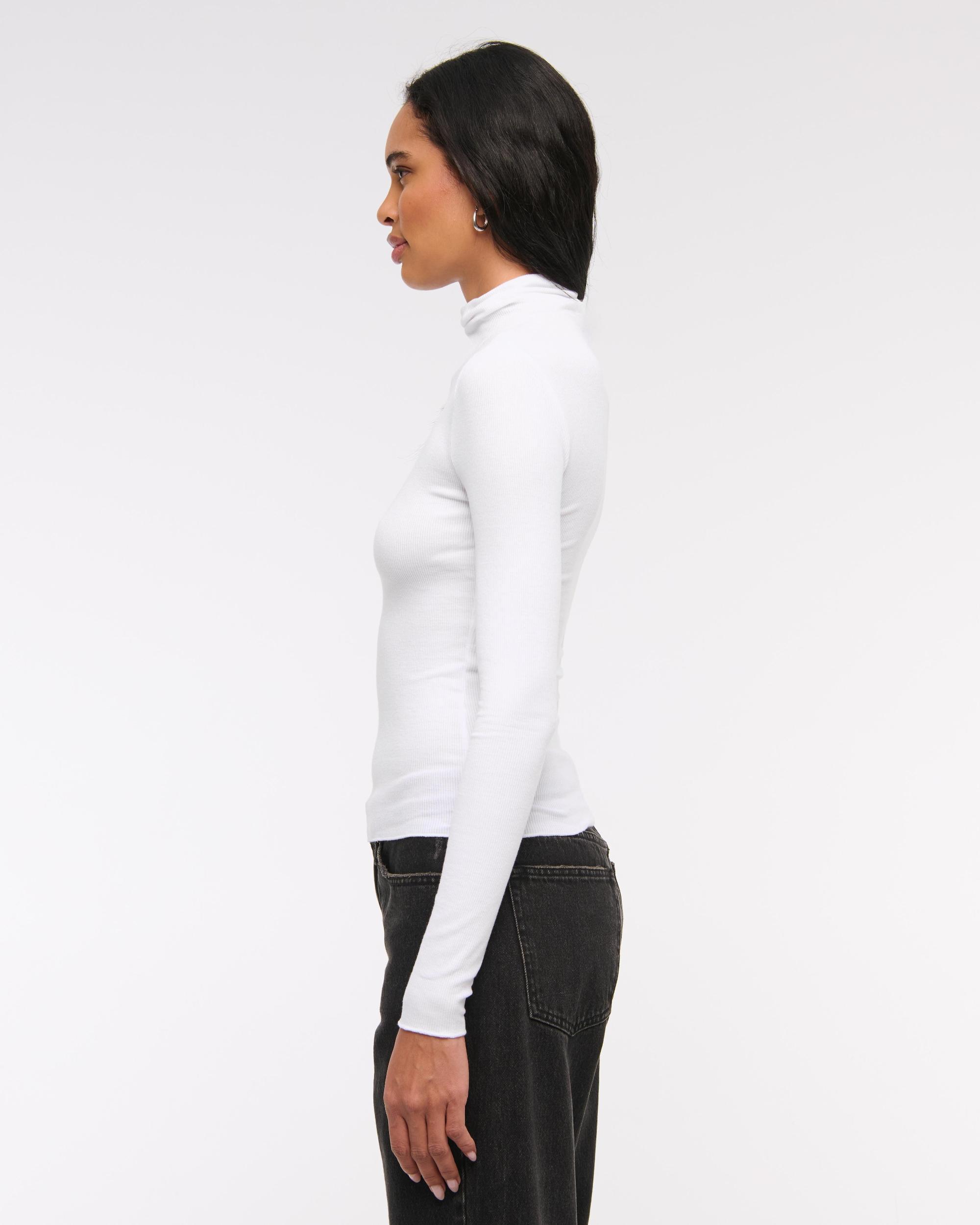 Long-Sleeve Featherweight Rib Tuckable Mockneck Top Product Image