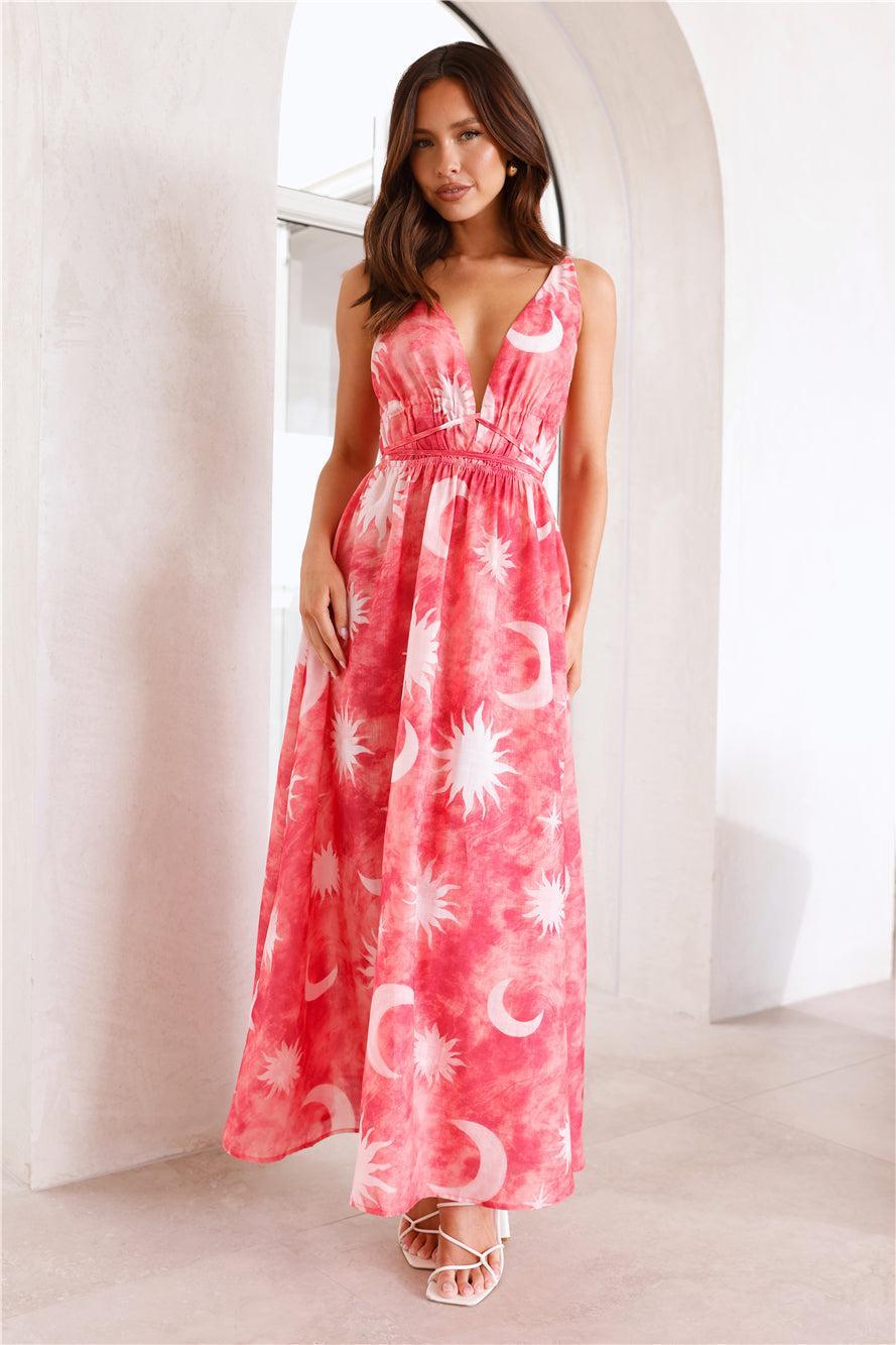 Blazing Sun Maxi Dress Coral Product Image