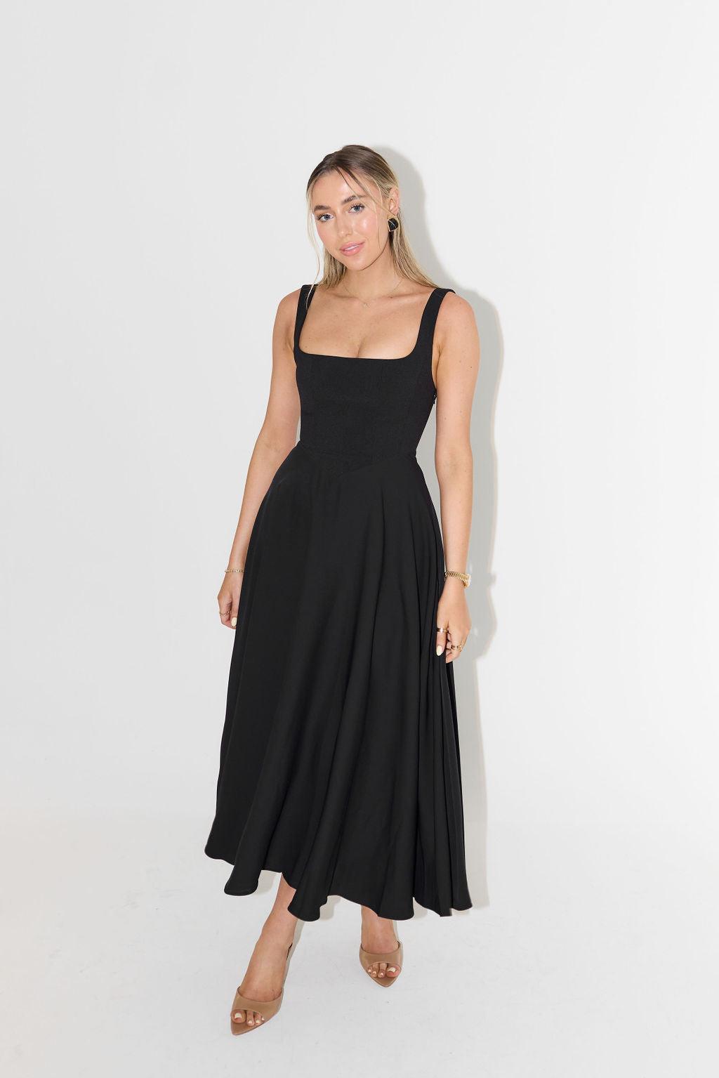 The Ultimate Muse High Waist Square Neck Midi Dress Product Image