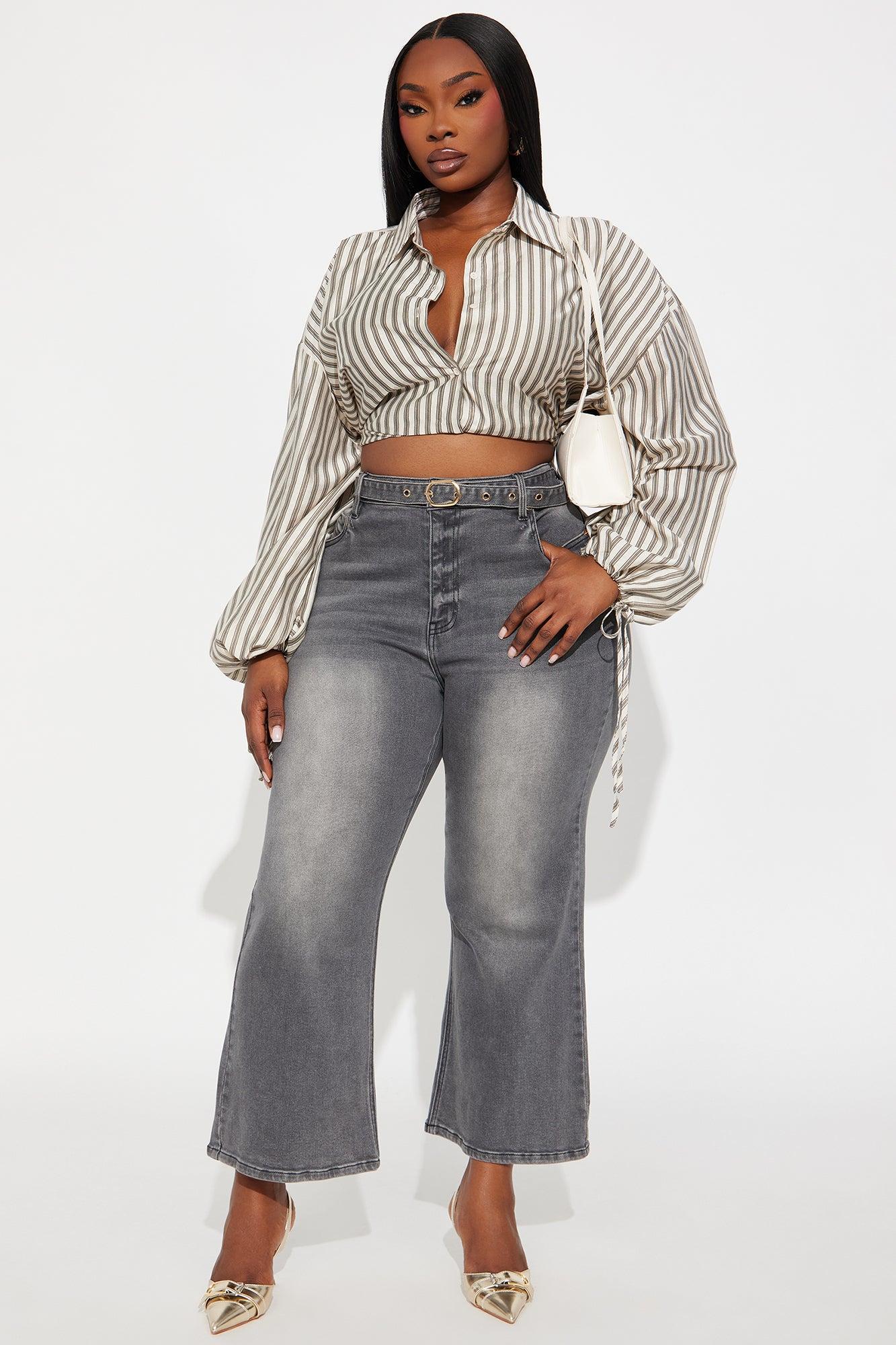 Dear London Belted Ankle Flare Jeans - Black Wash Female Product Image