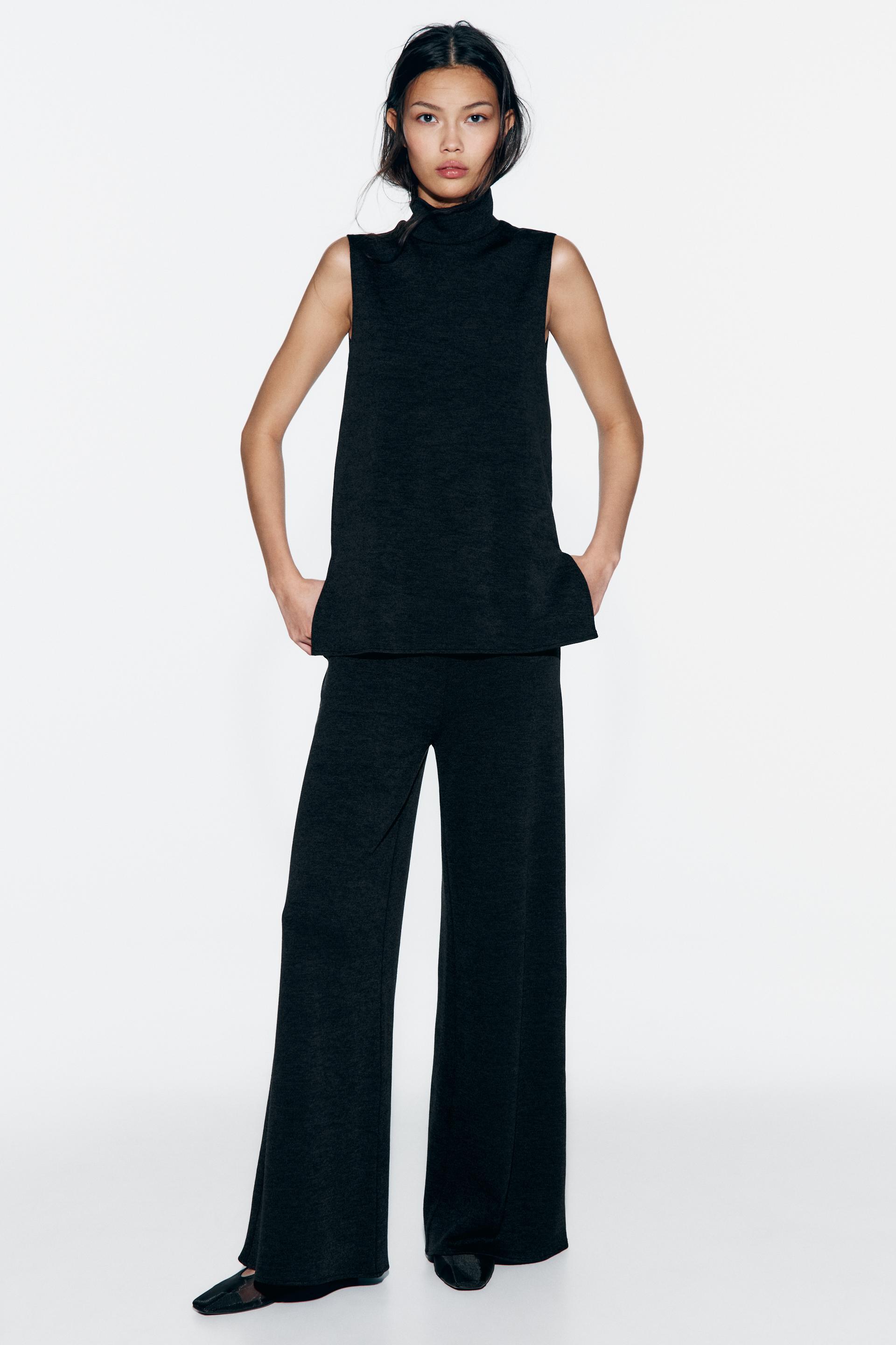 WIDE LEG SOFT PIQUÉ PANTS Product Image