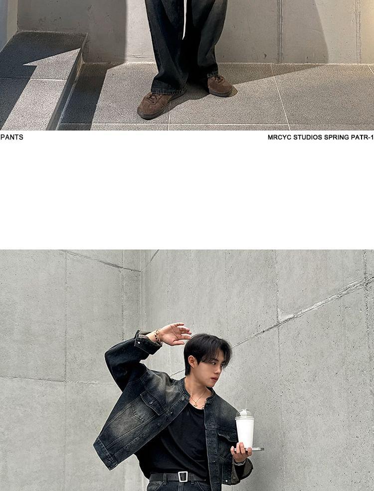 Stand-Collar Denim Jacket Product Image