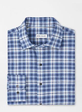 Peter Millar Mens Gander Cotton Sport Shirt | Color: Ocean Blue | Size: XXL Product Image