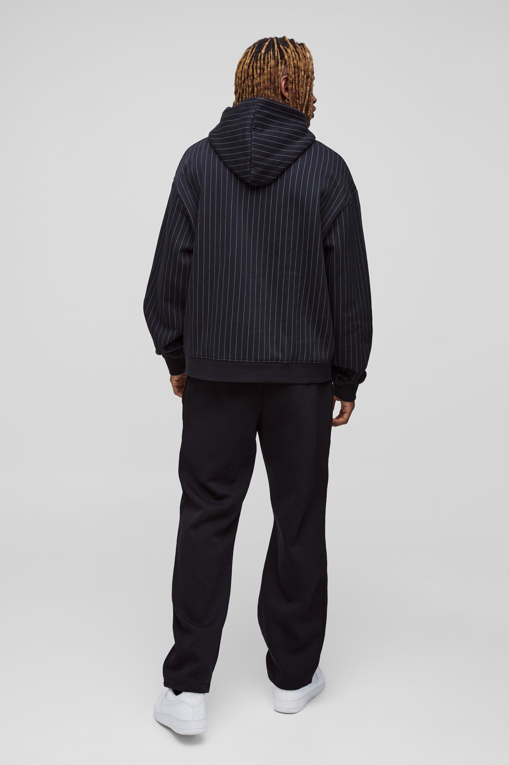 Tall Oversized Boxy Zip Thru LA Applique Stripe Hoodie | boohooMAN USA Product Image