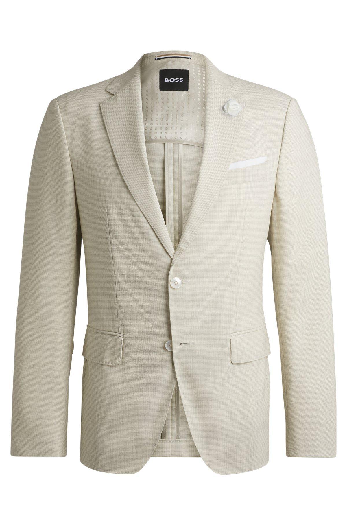 Slim-fit suit jacket in a patterned wool blend Product Image