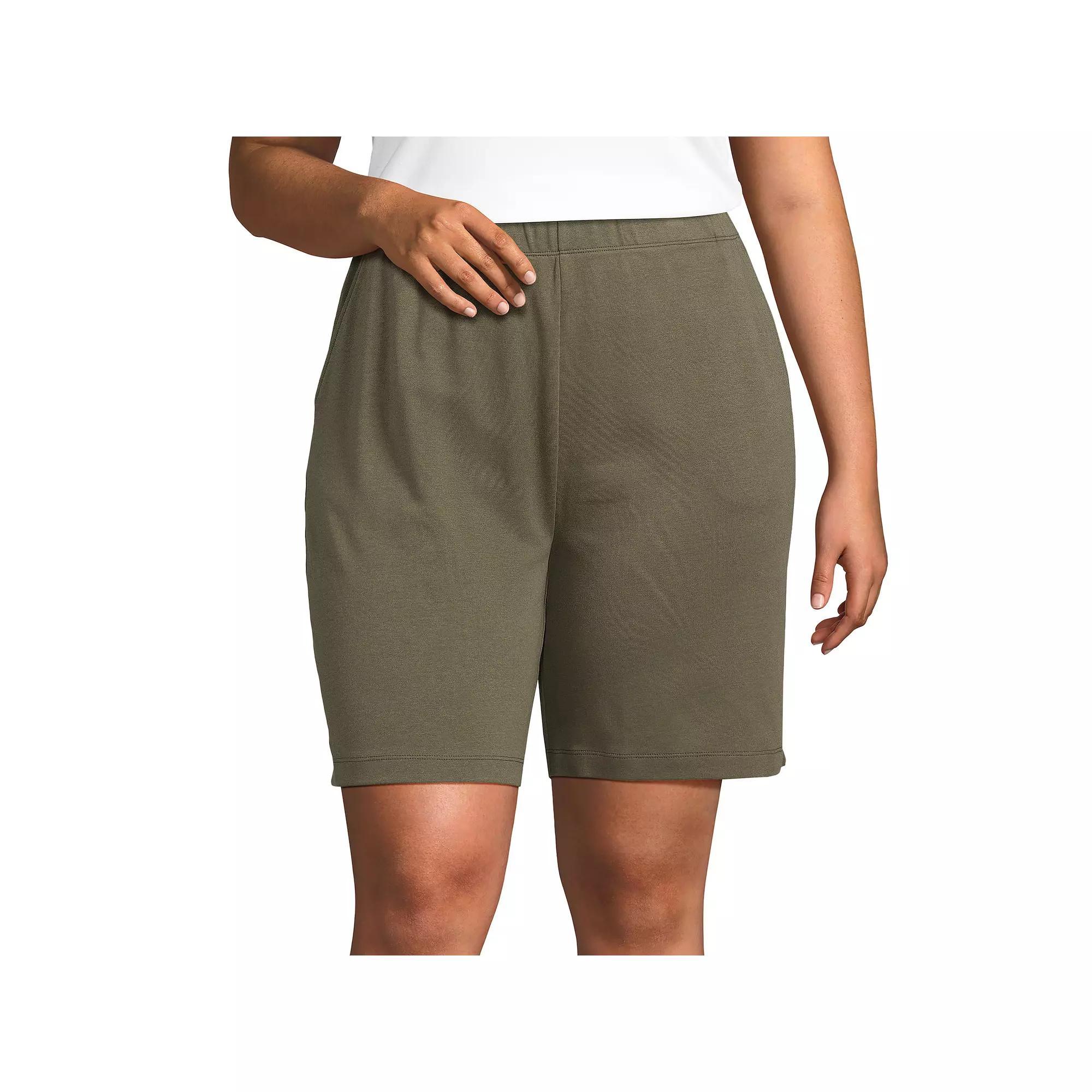 Plus Size Lands' End Sport Knit Pull-On Shorts, Women's, Size: 1XL, White Product Image
