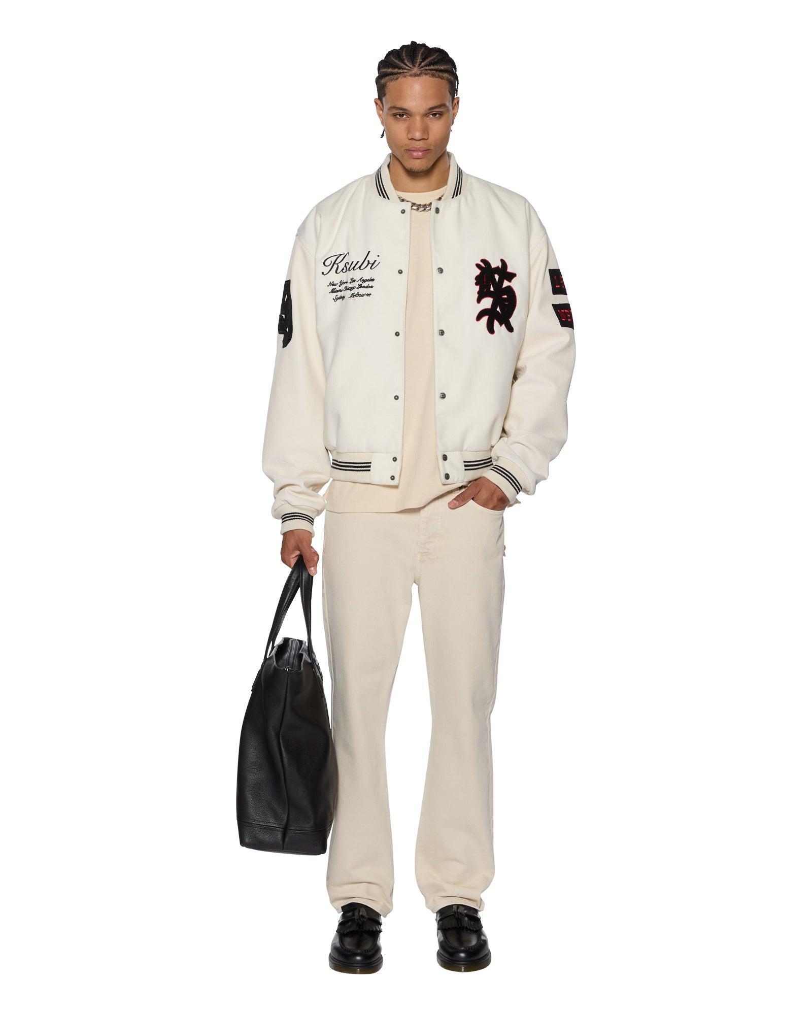 PLAYOFF VARSITY JACKET ECRU Male Product Image