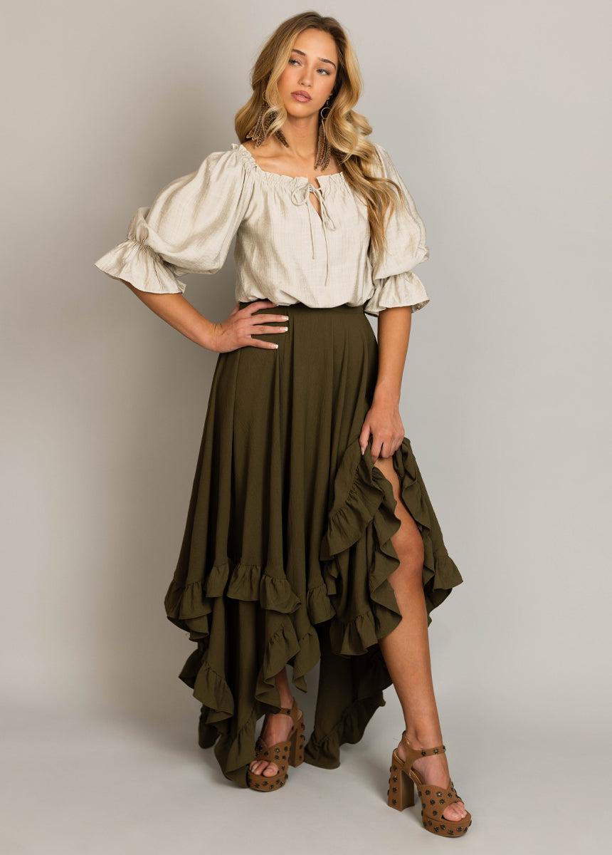 Sen Skirt in Olive Female Product Image
