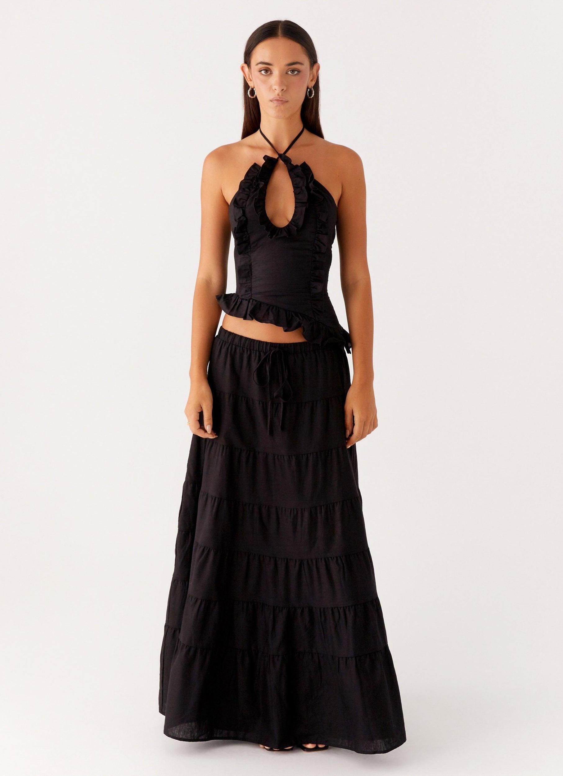 Mariella Linen Top - Black Product Image