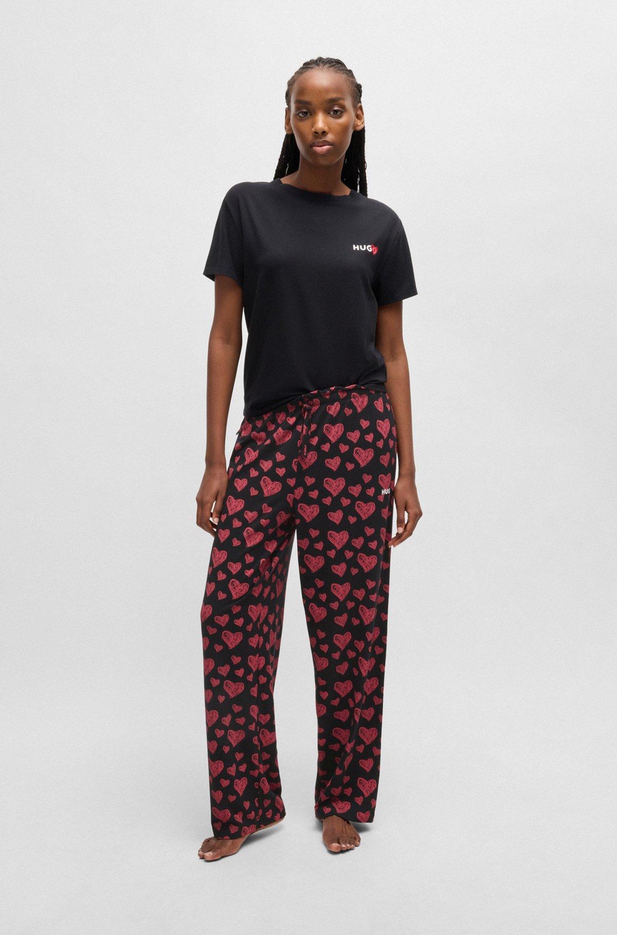 Modal-blend jersey pajama bottoms with repeat heart print Product Image