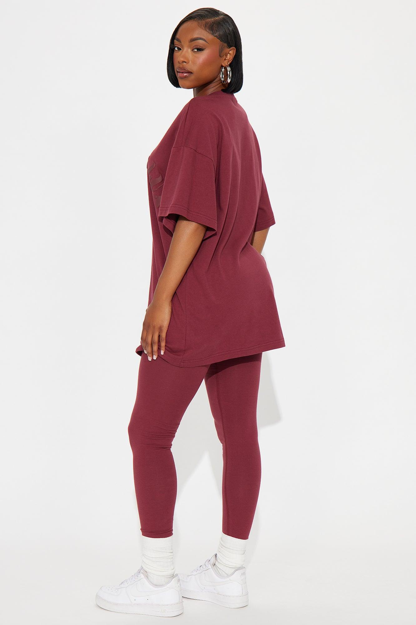 Sporty & Lux Legging Set - Burgundy Product Image